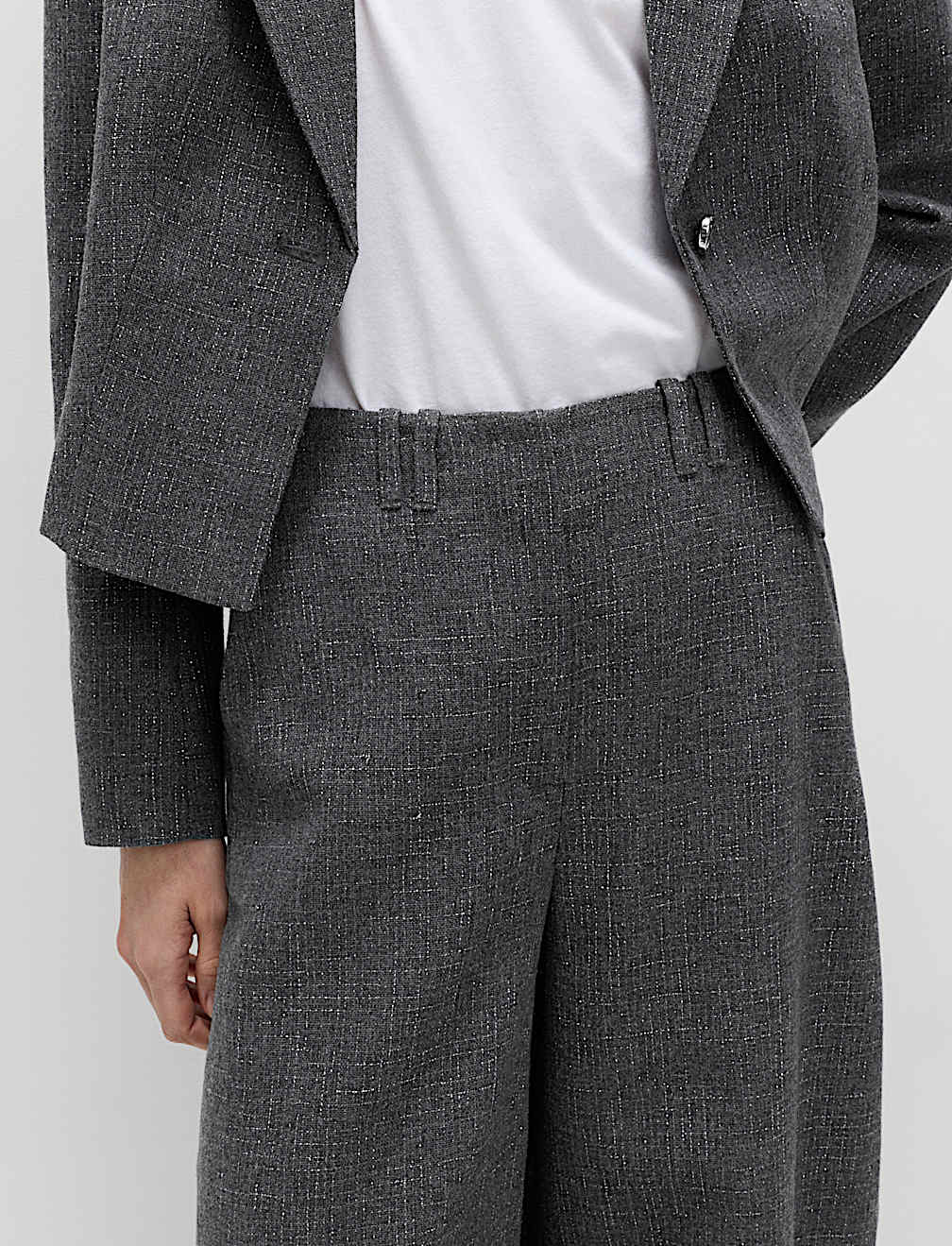 Metallic Lurex Barrel Leg Trousers