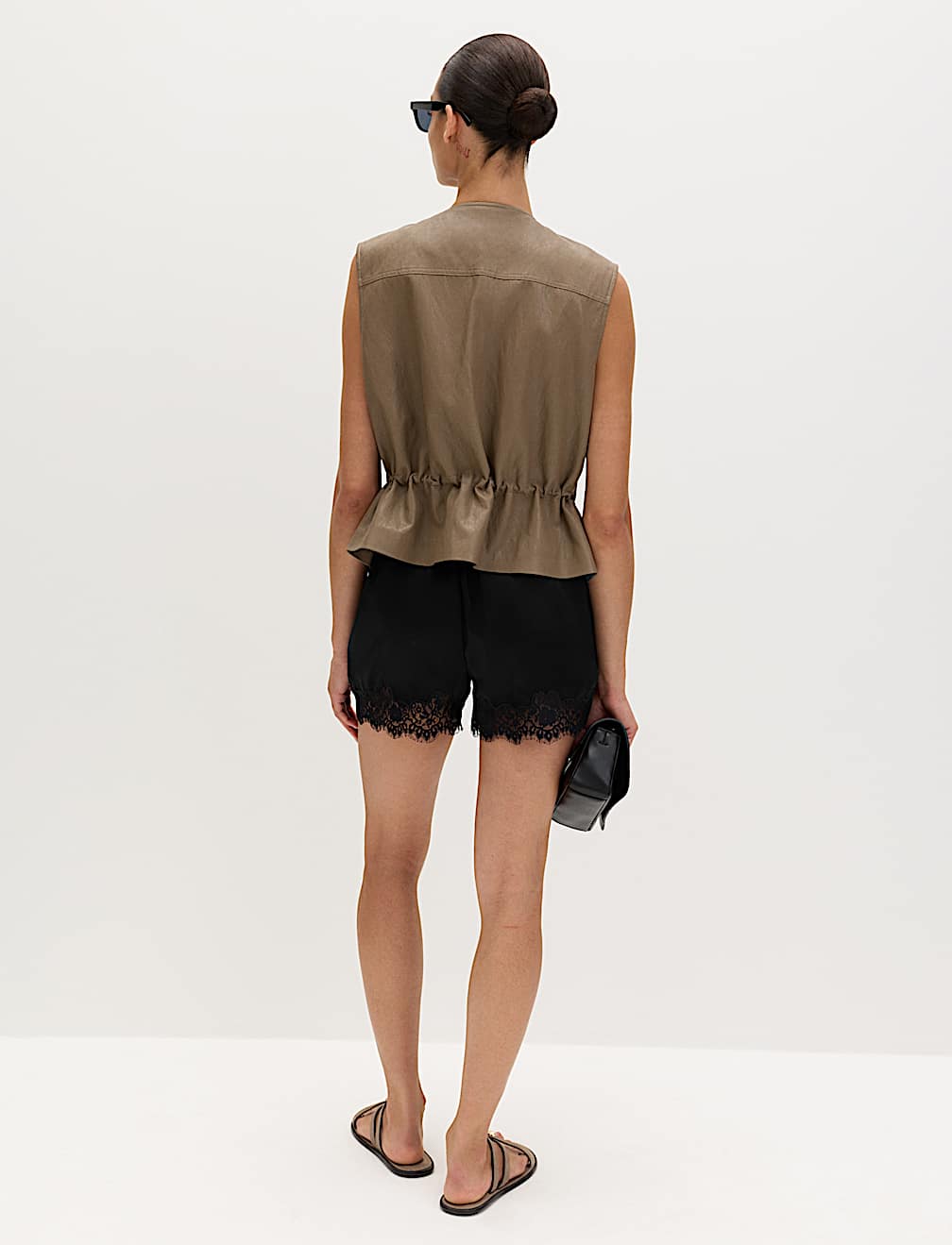 Satin Lace Trim Shorts