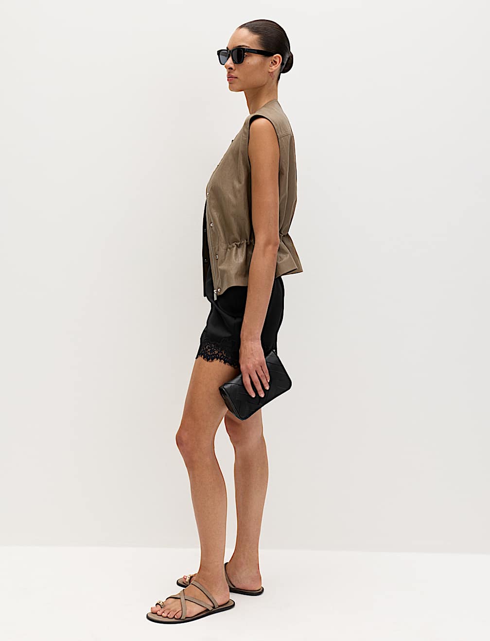 Satin Lace Trim Shorts