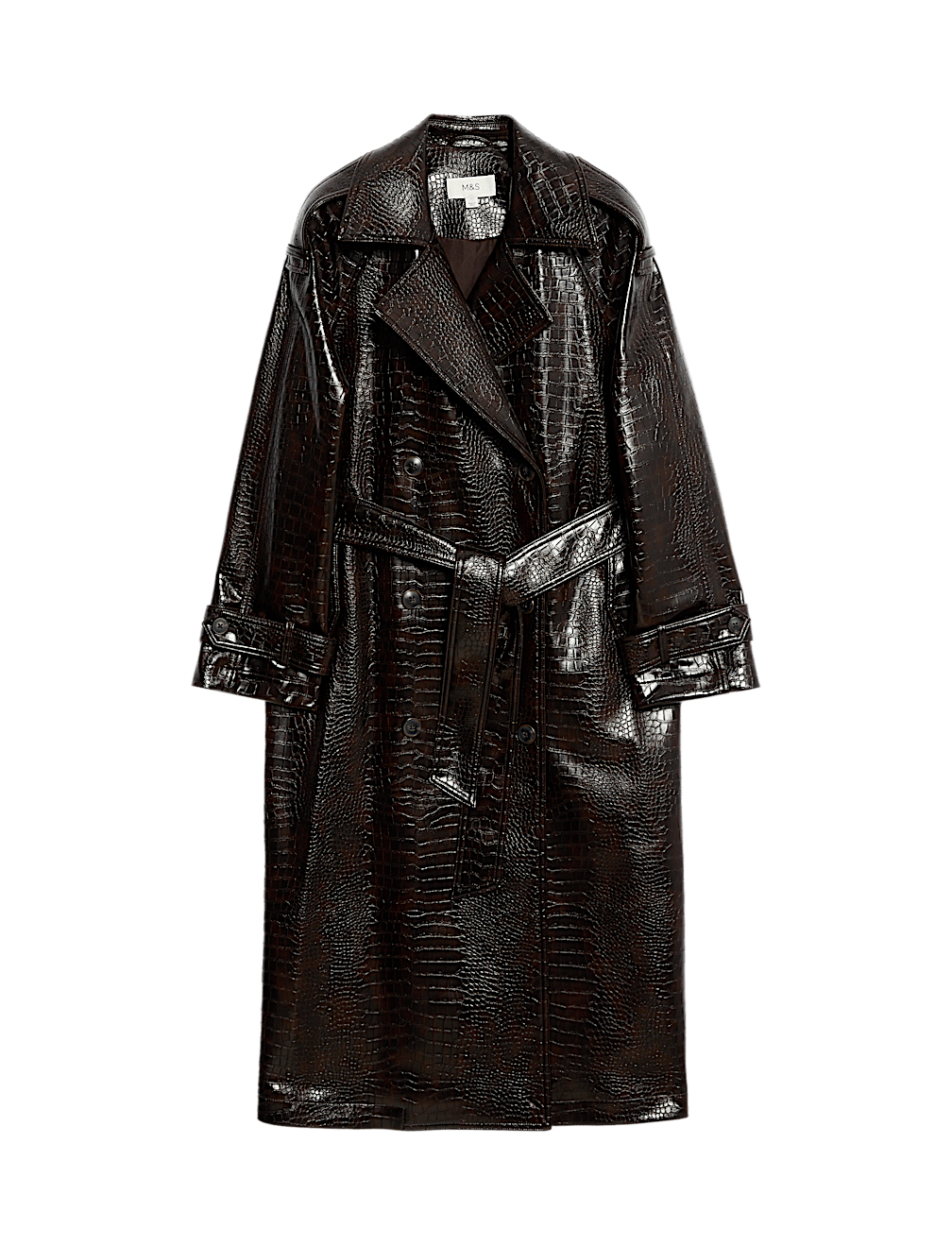 Textured Belted Longline Trench Coat