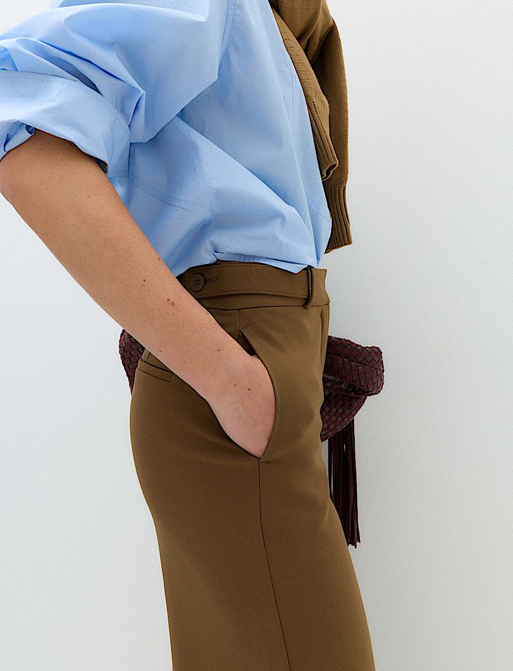 Tailored Side Tab Wide Leg Trousers