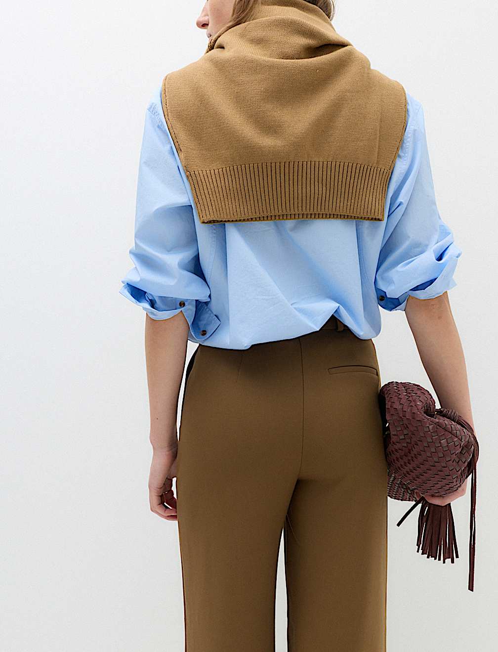 Tailored Side Tab Wide Leg Trousers