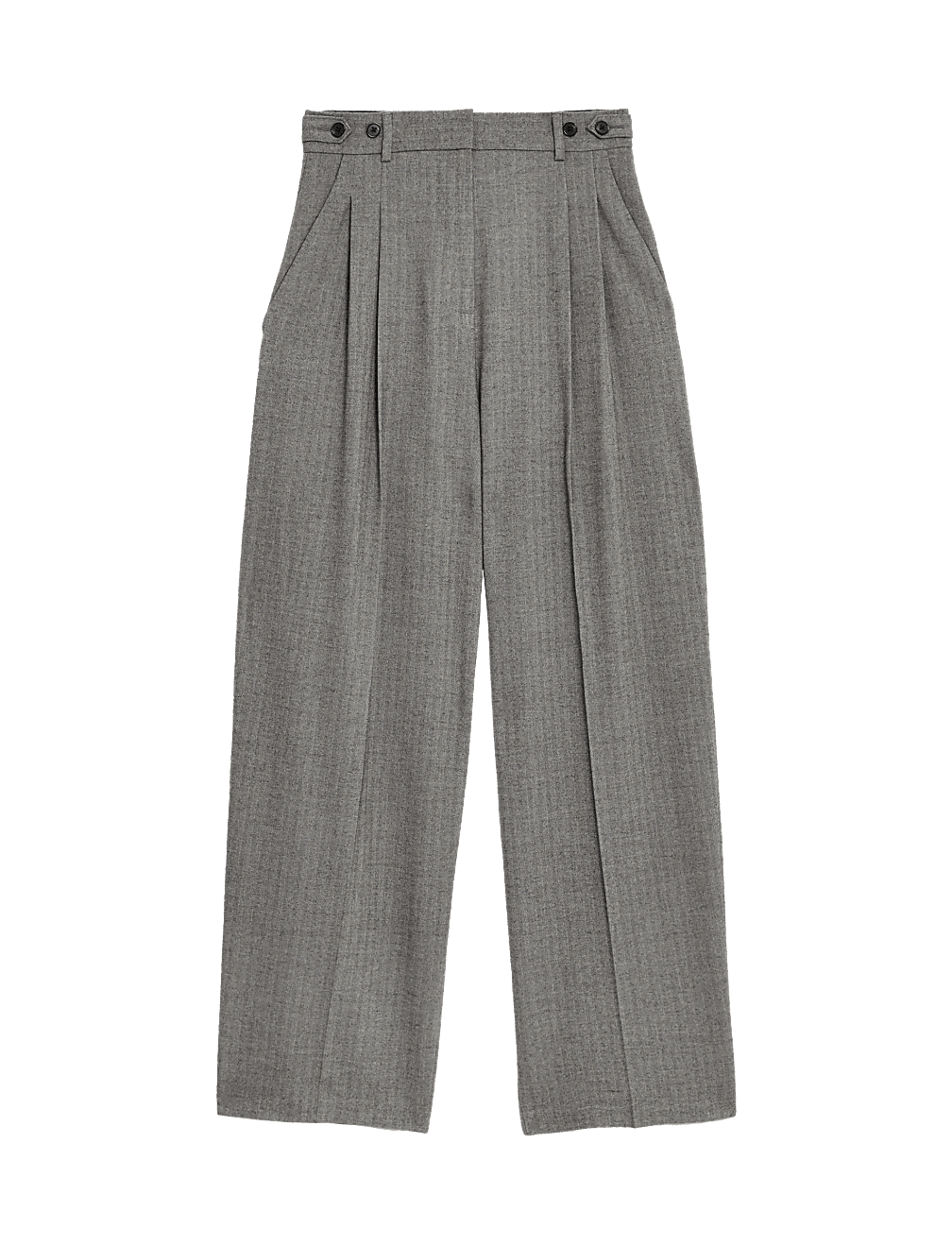 Herringbone Pleat Front Wide Leg Trousers