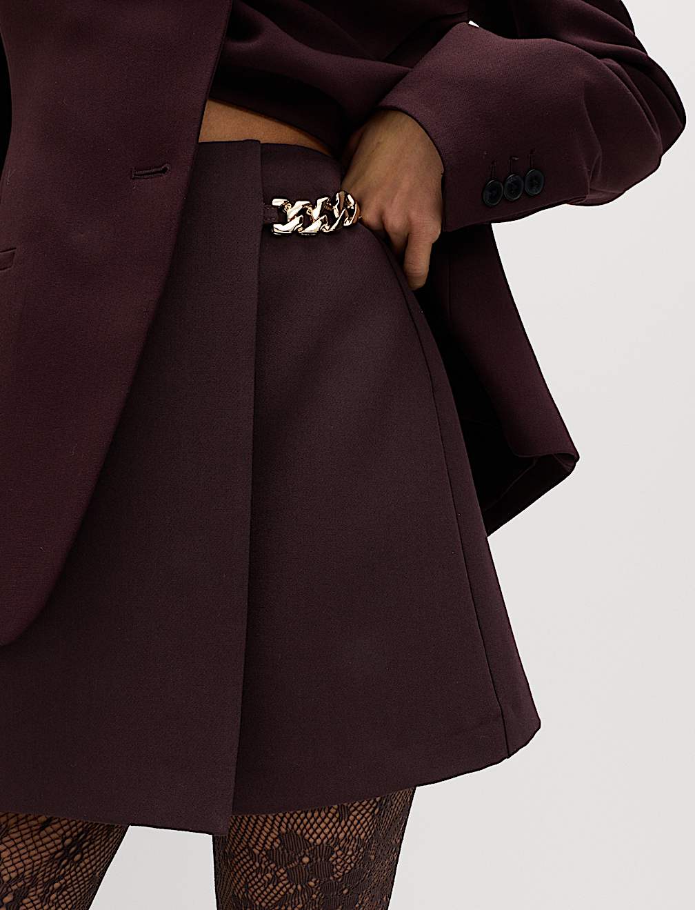 Chain Detail Mini A-Line Skirt