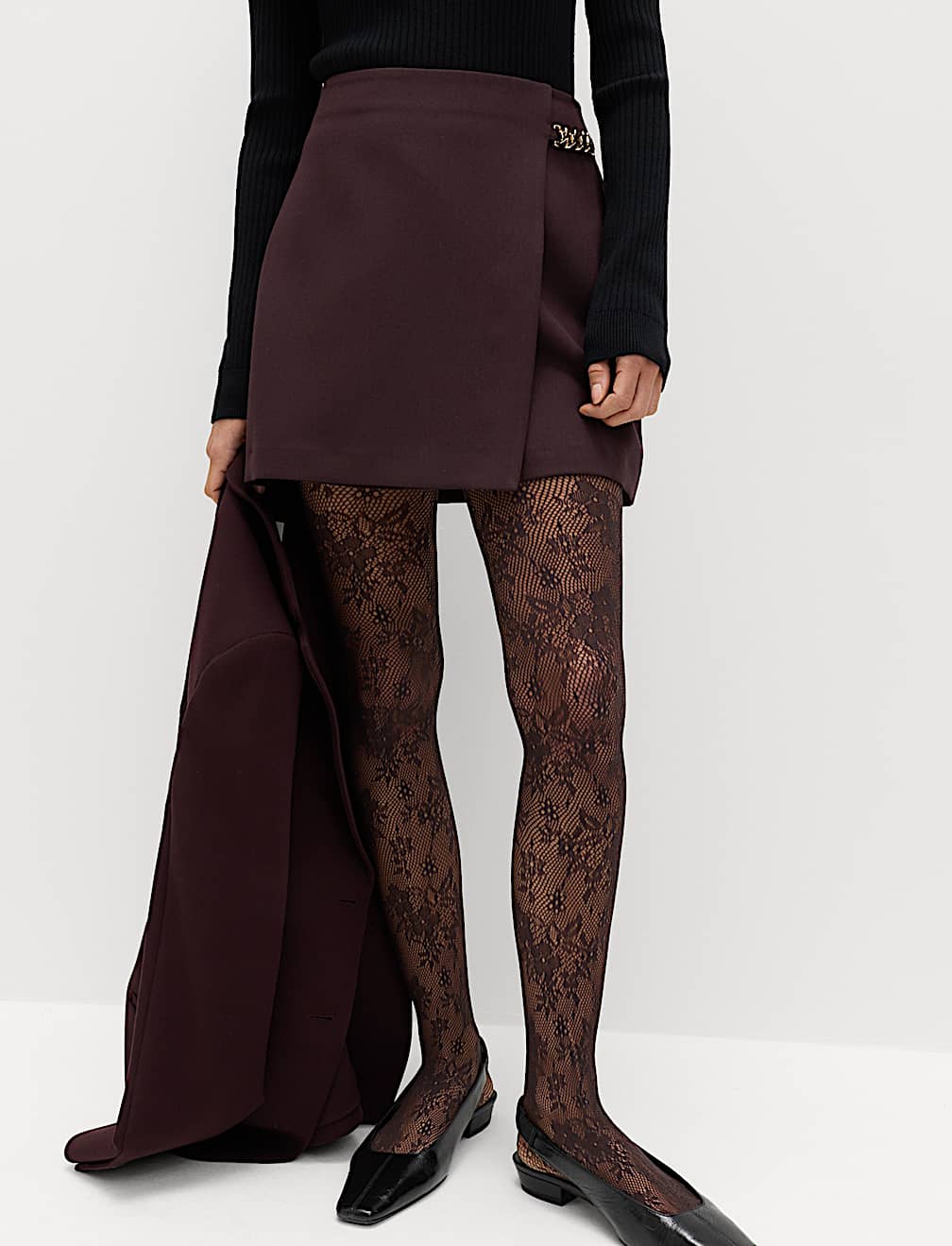 Chain Detail Mini A-Line Skirt