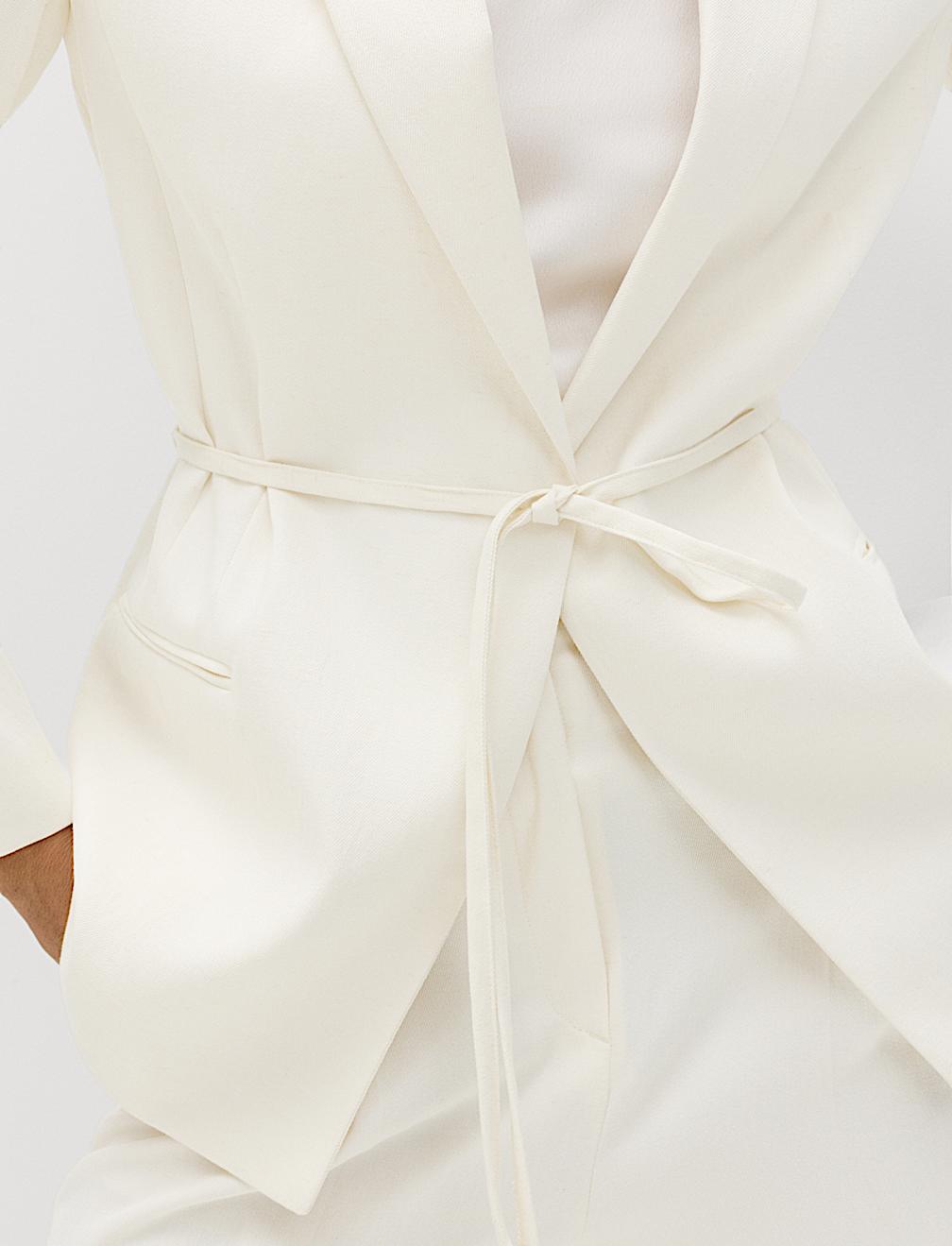 Tie Belted Blazer with Linen