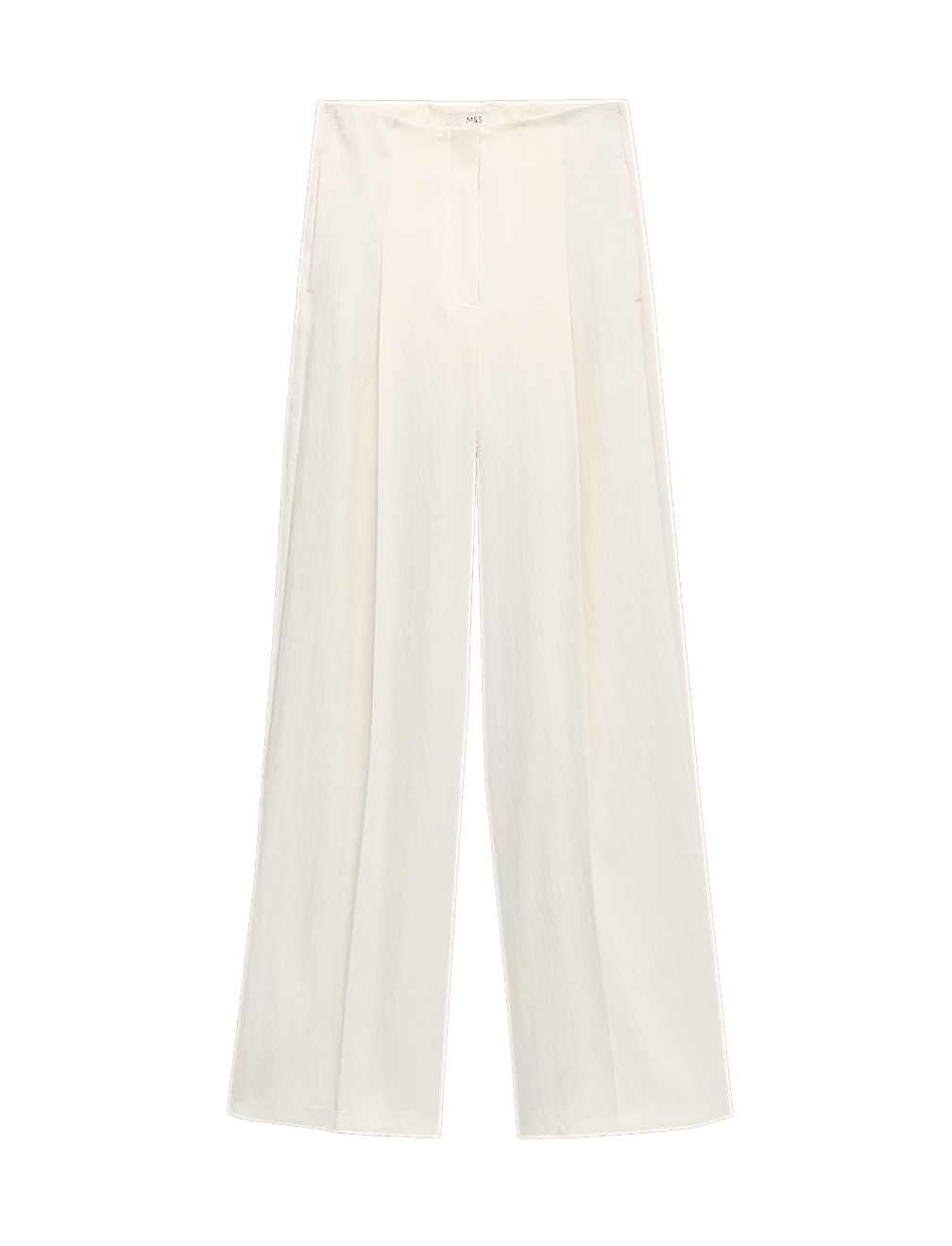 Single Pleat Wide Leg Trousers with Linen