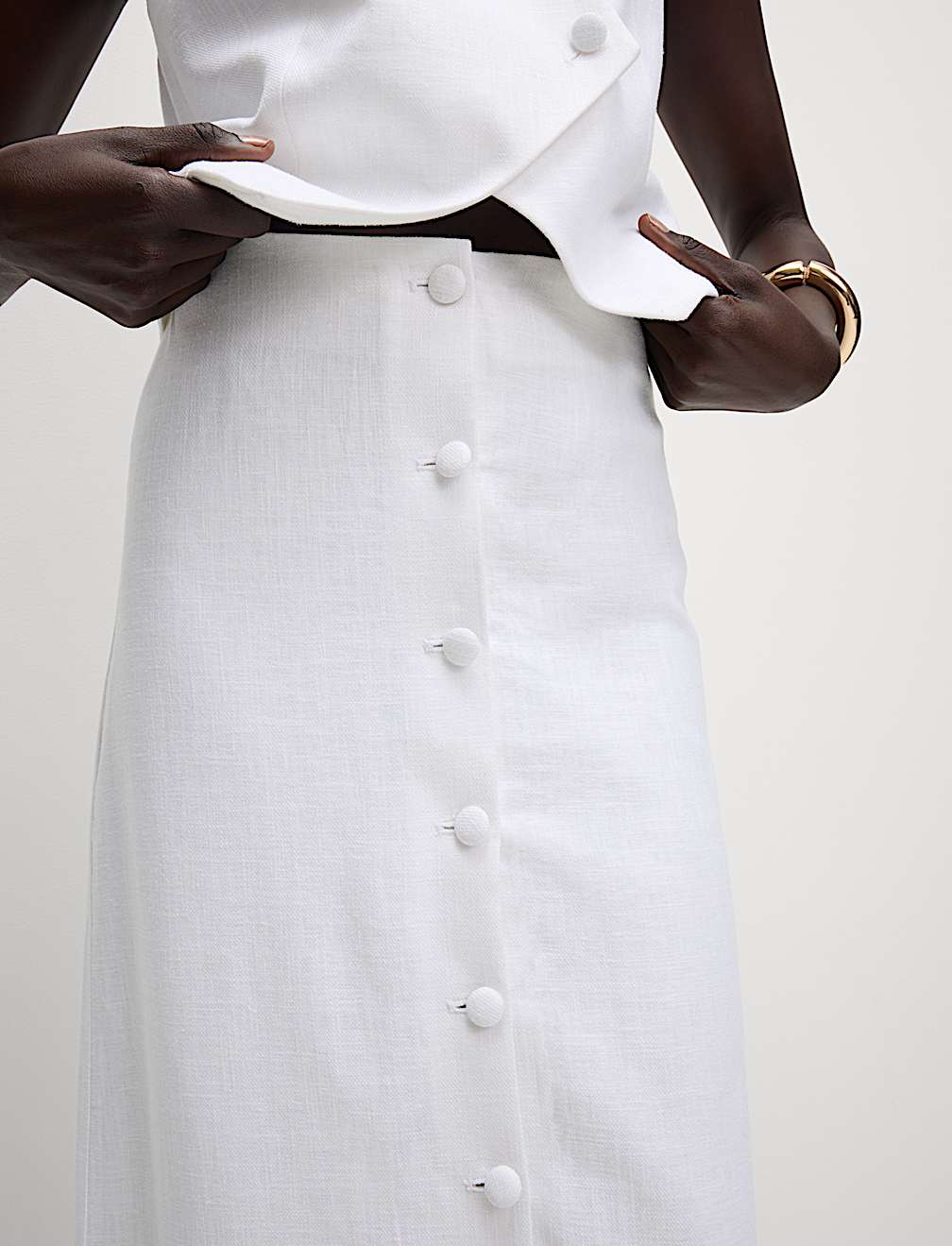 Twill Midi Pencil Skirt