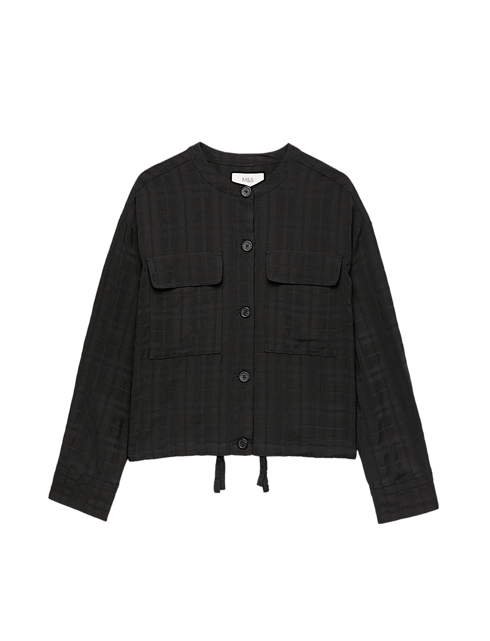 Checked Colarless Short Jacket