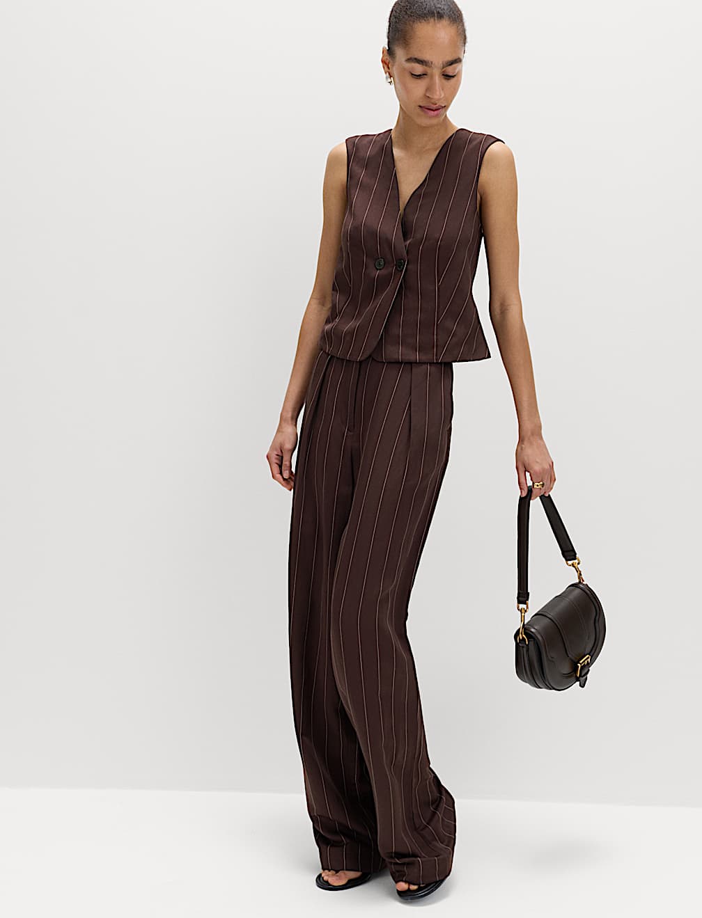 Linen Blend Sheen Pinstripe Waistcoat