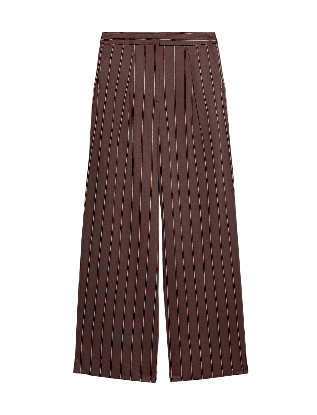 Linen Blend Pinstripe Relaxed Straight Trousers