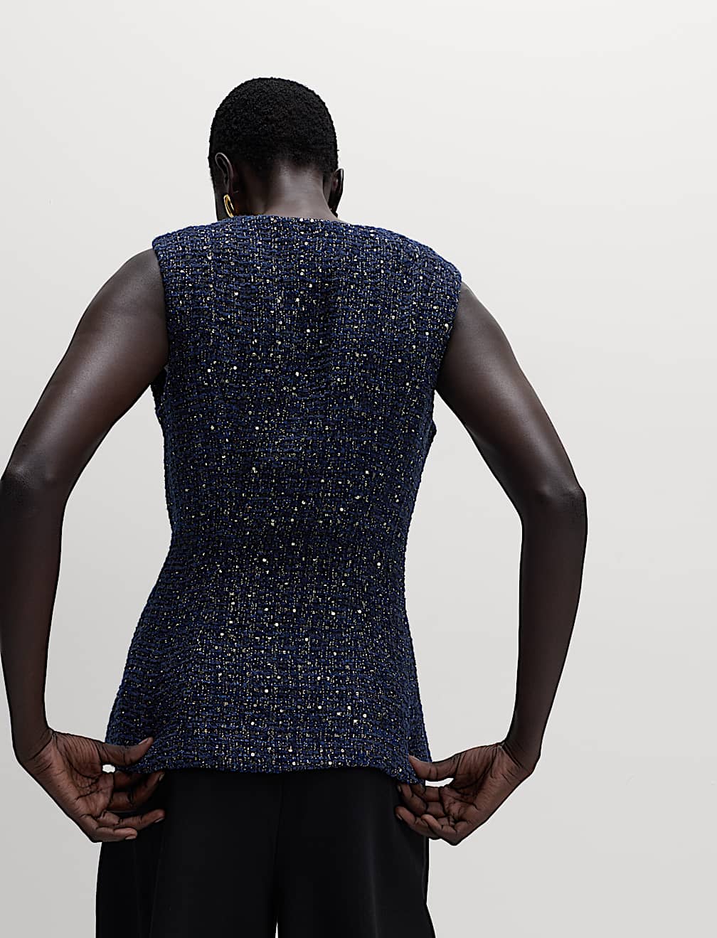 Metallic Sequin Tweed Waistcoat