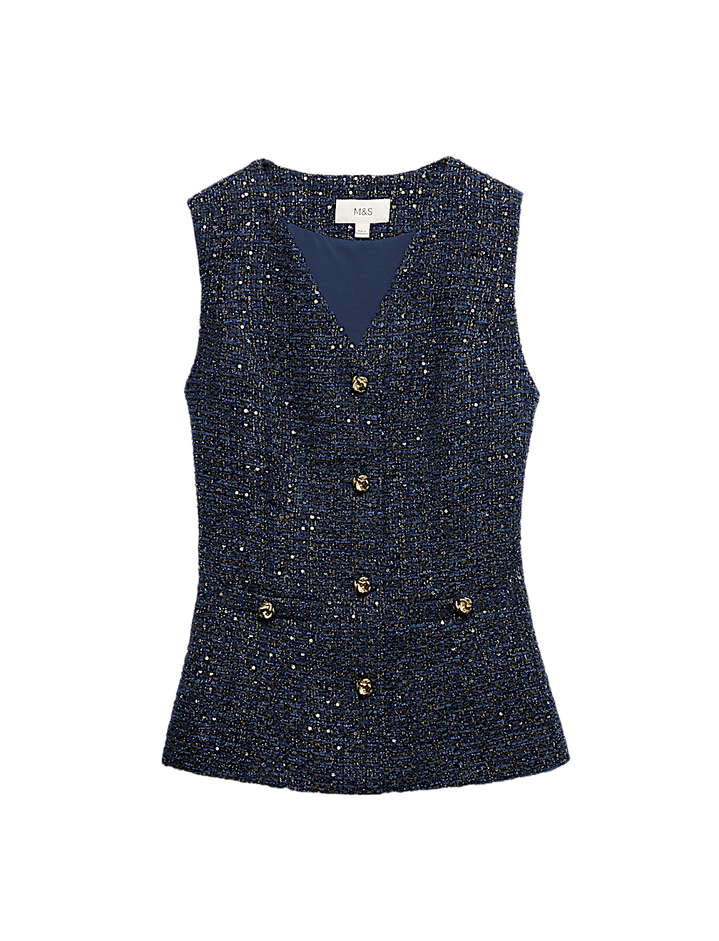 Metallic Sequin Tweed Waistcoat