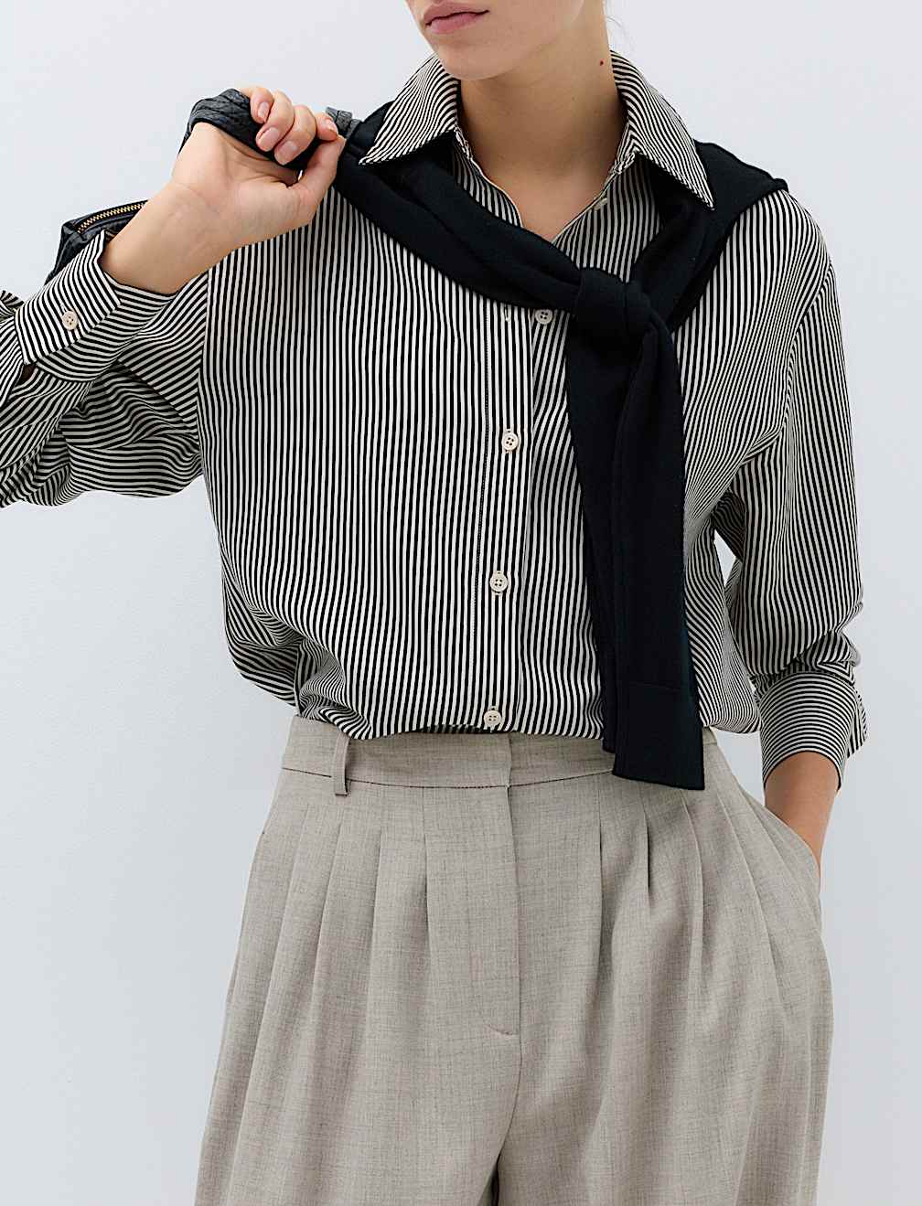 Checked Pleated Hem Balloon Trousers