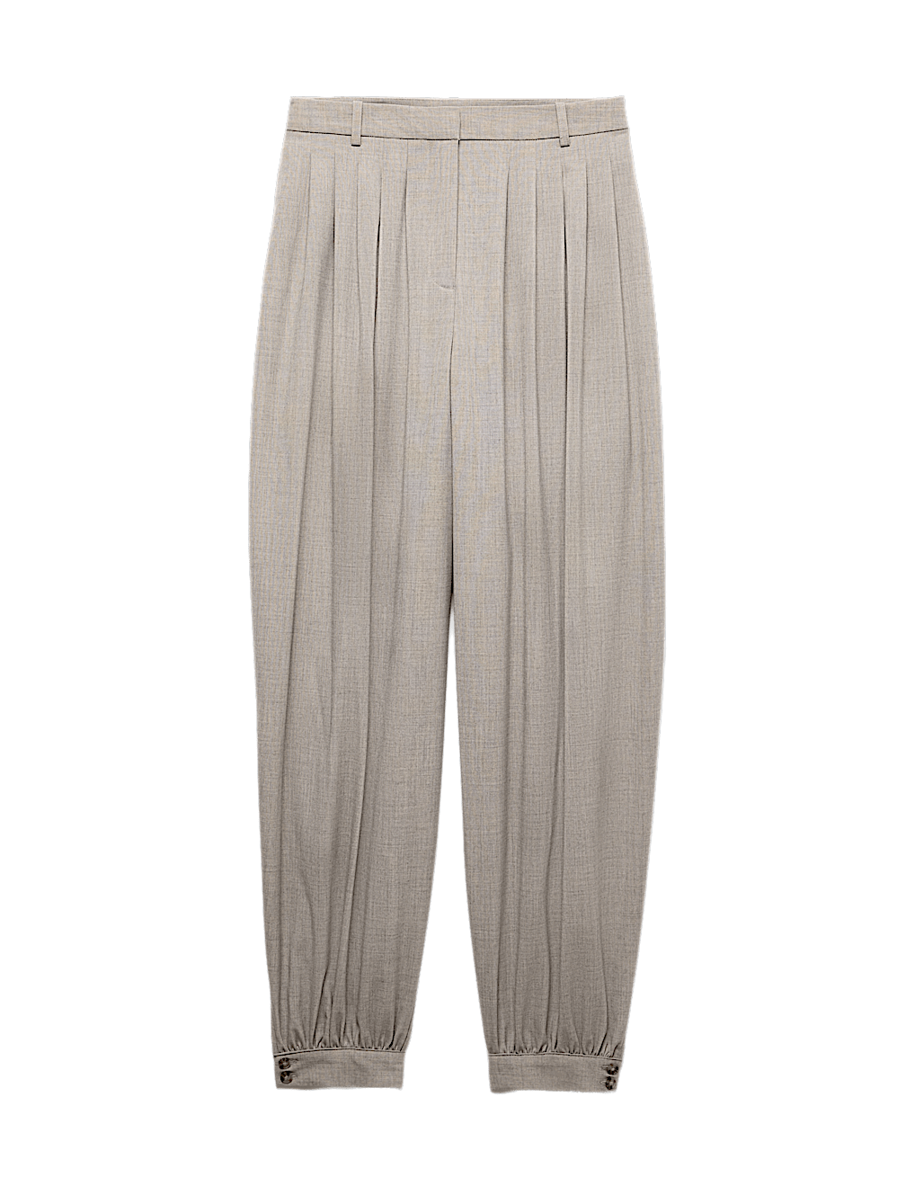 Checked Pleated Hem Balloon Trousers