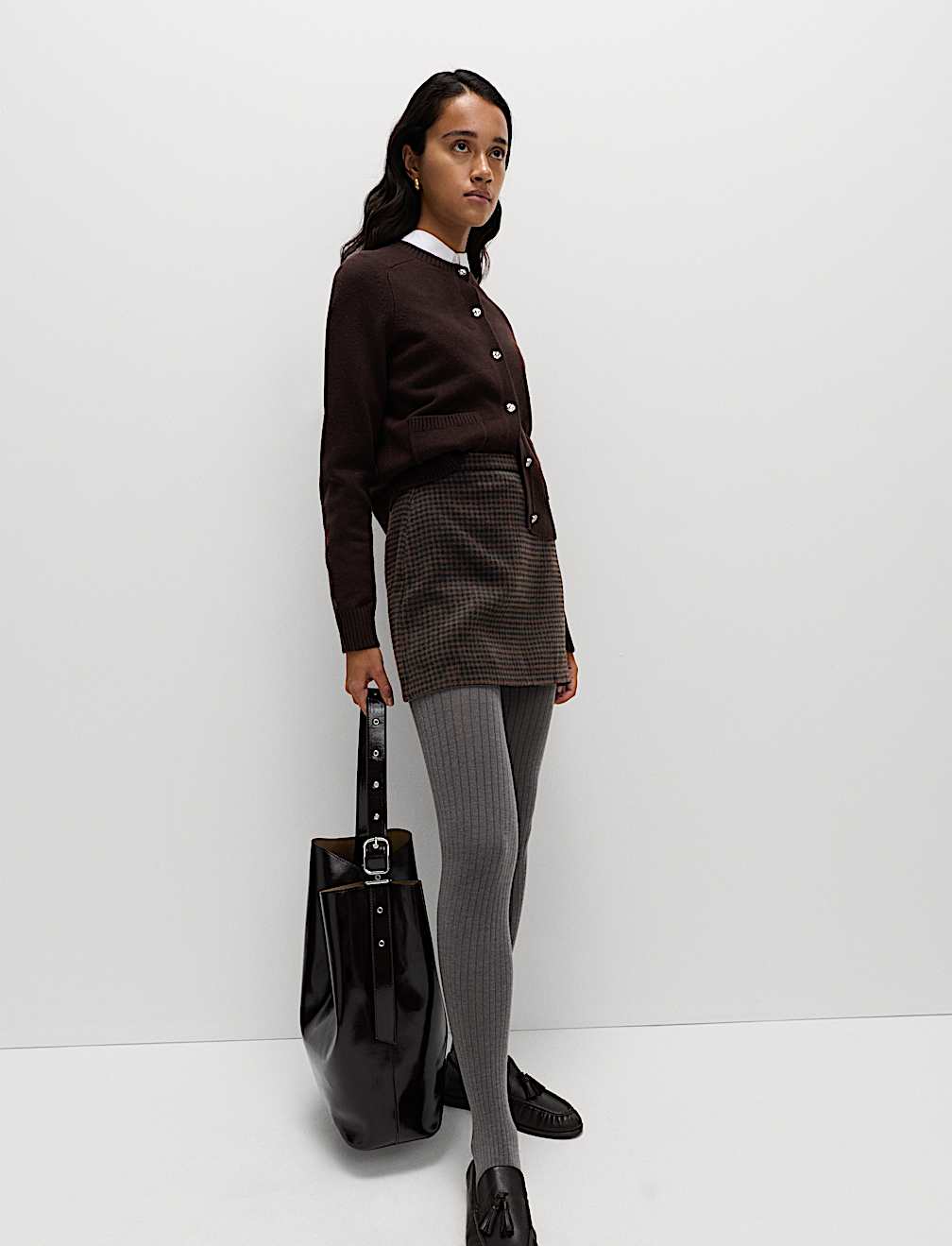 Micro Dogtooth Check Mini A-Line Skirt