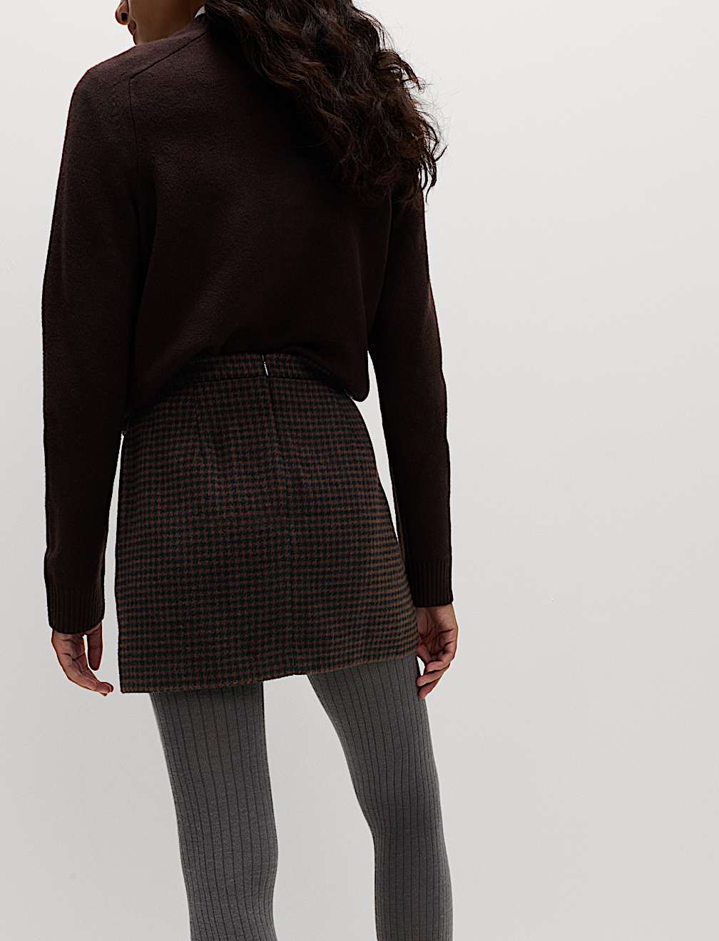 Micro Dogtooth Check Mini A-Line Skirt
