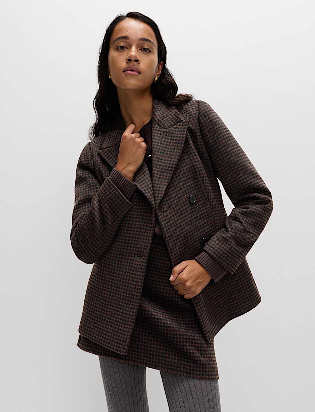 Micro Dogtooth Check Mini A-Line Skirt