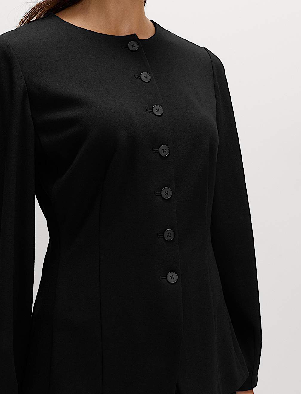 Ponte Collarless Tailored Jacket