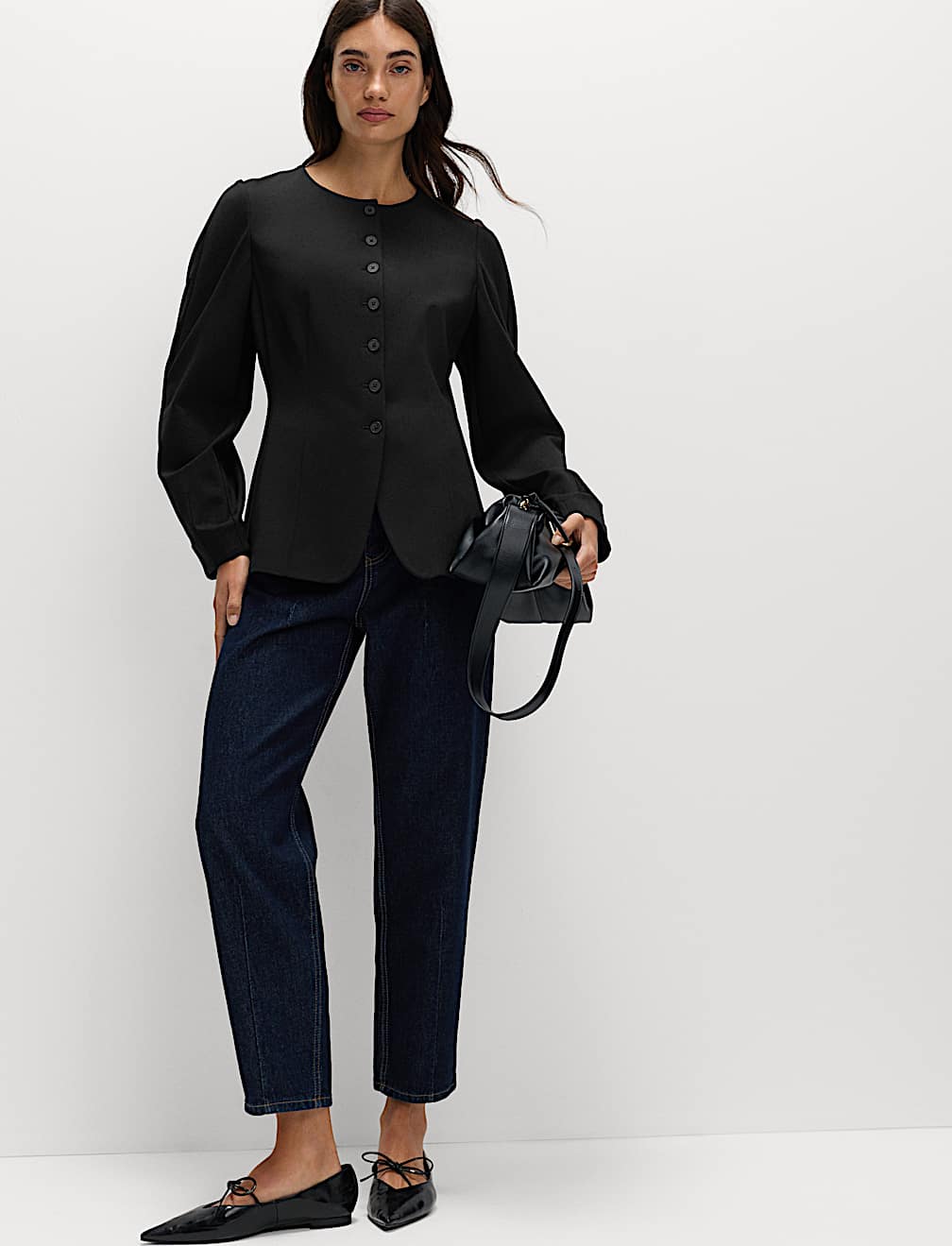 Ponte Collarless Tailored Jacket