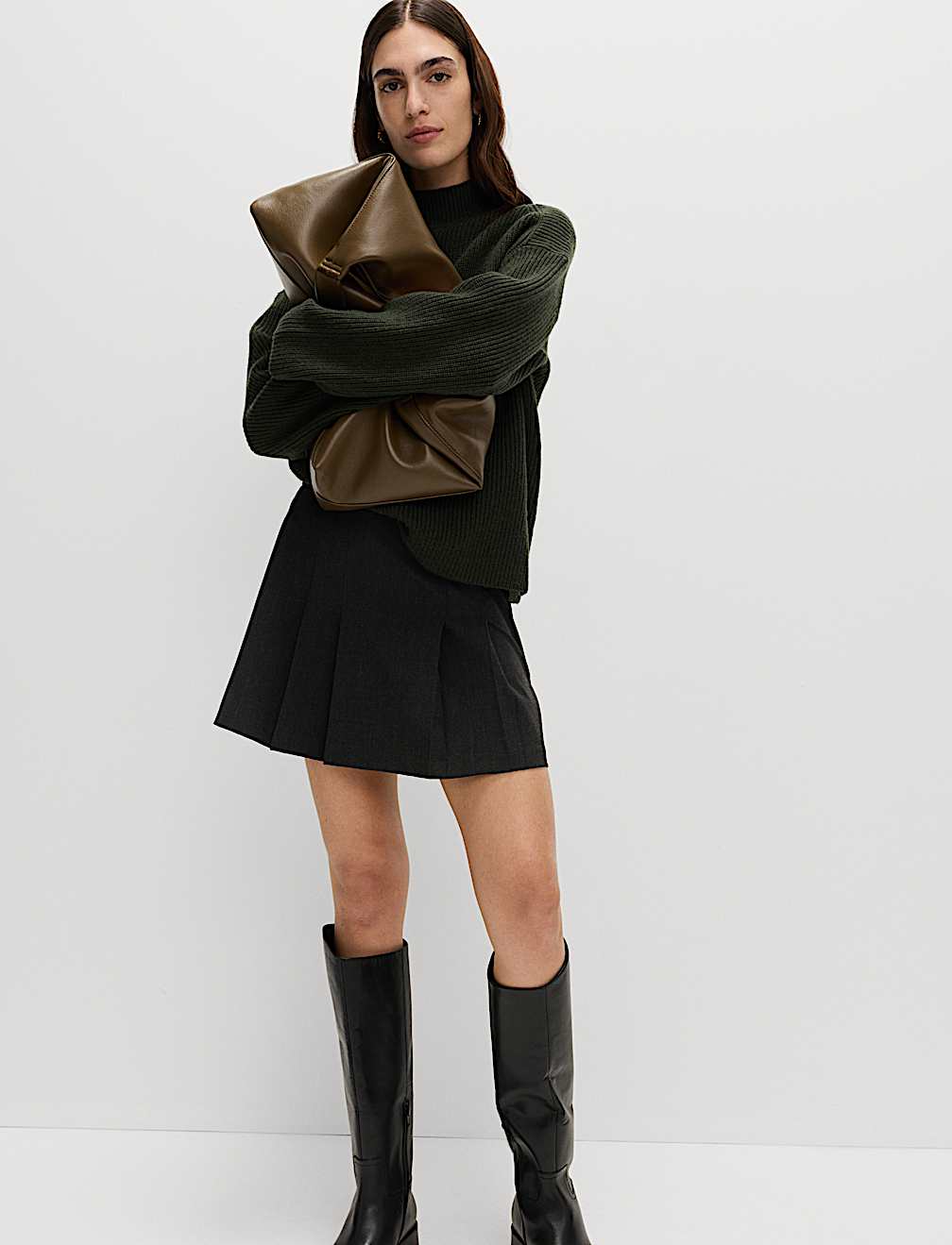 Check Pleated Mini Skirt