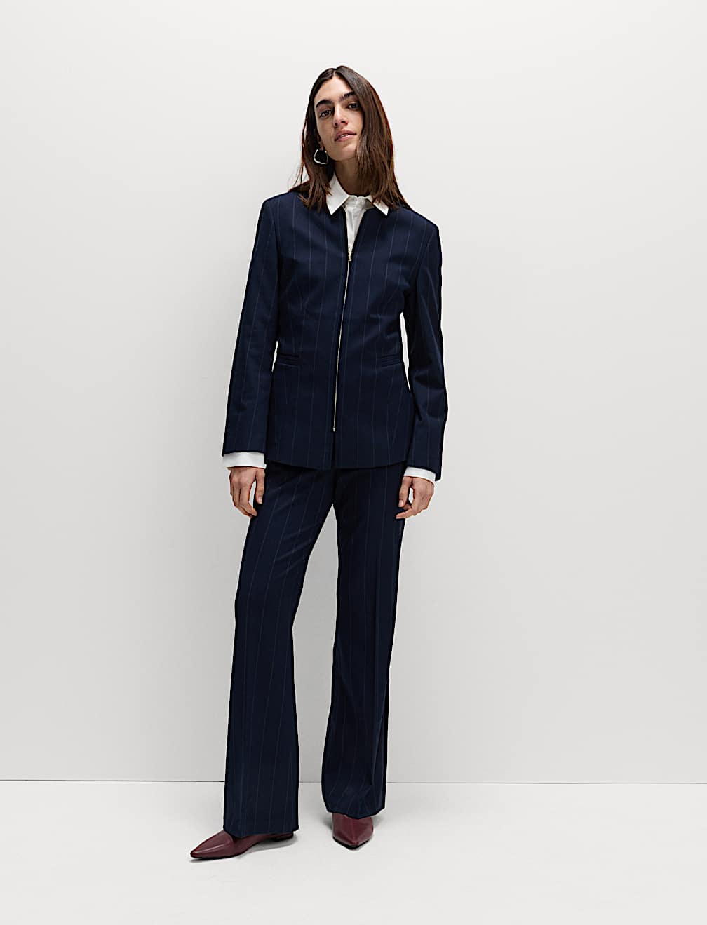 Striped Slim Fit Flare Trousers