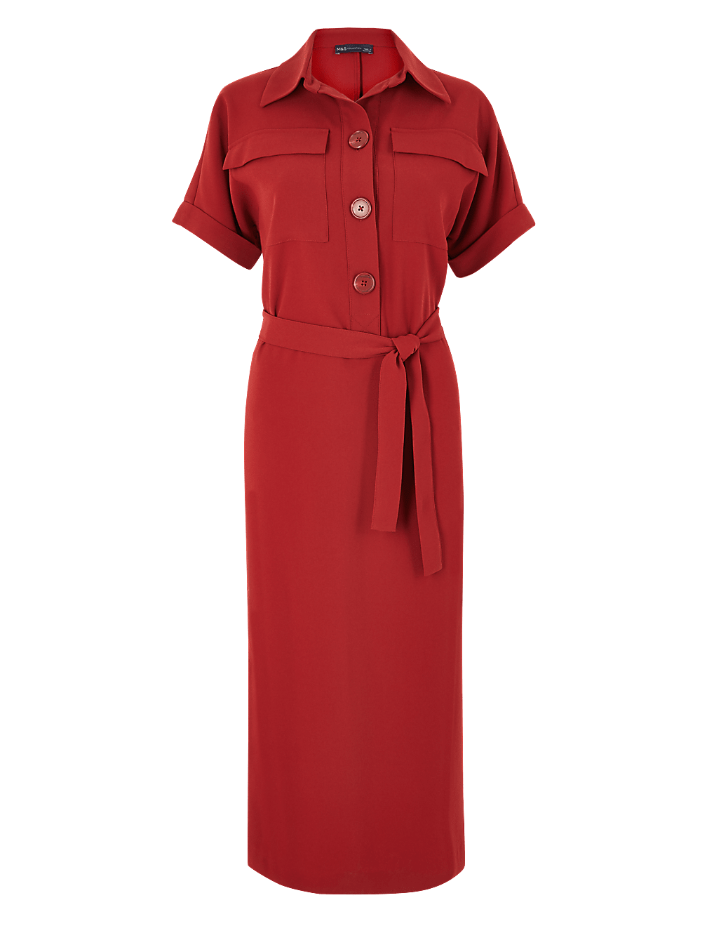 Crepe Tie Front Midi Shirt Dress