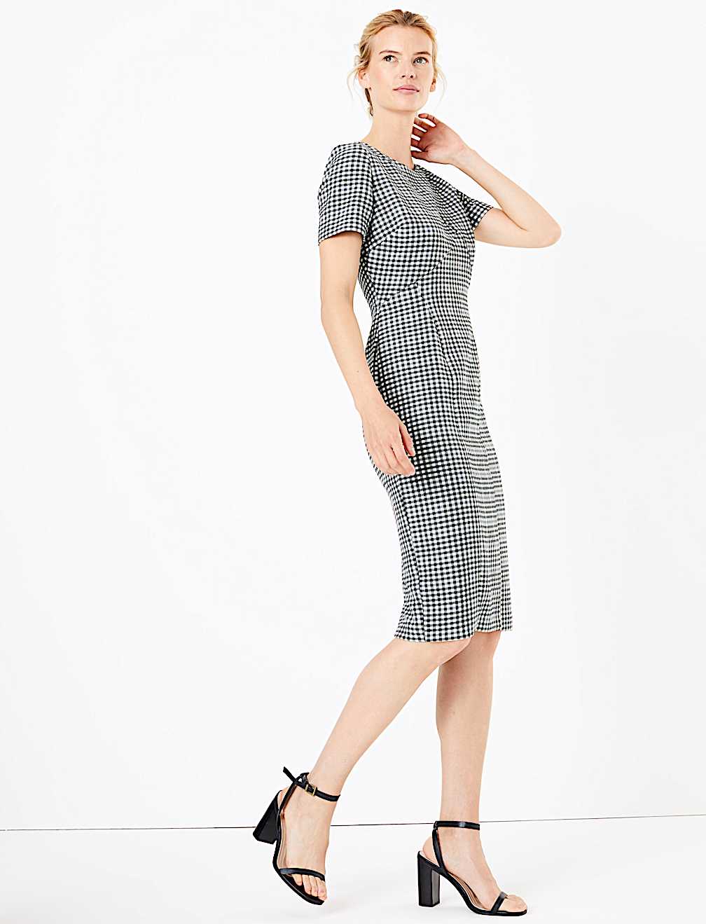 Checked Midi Bodycon Dress