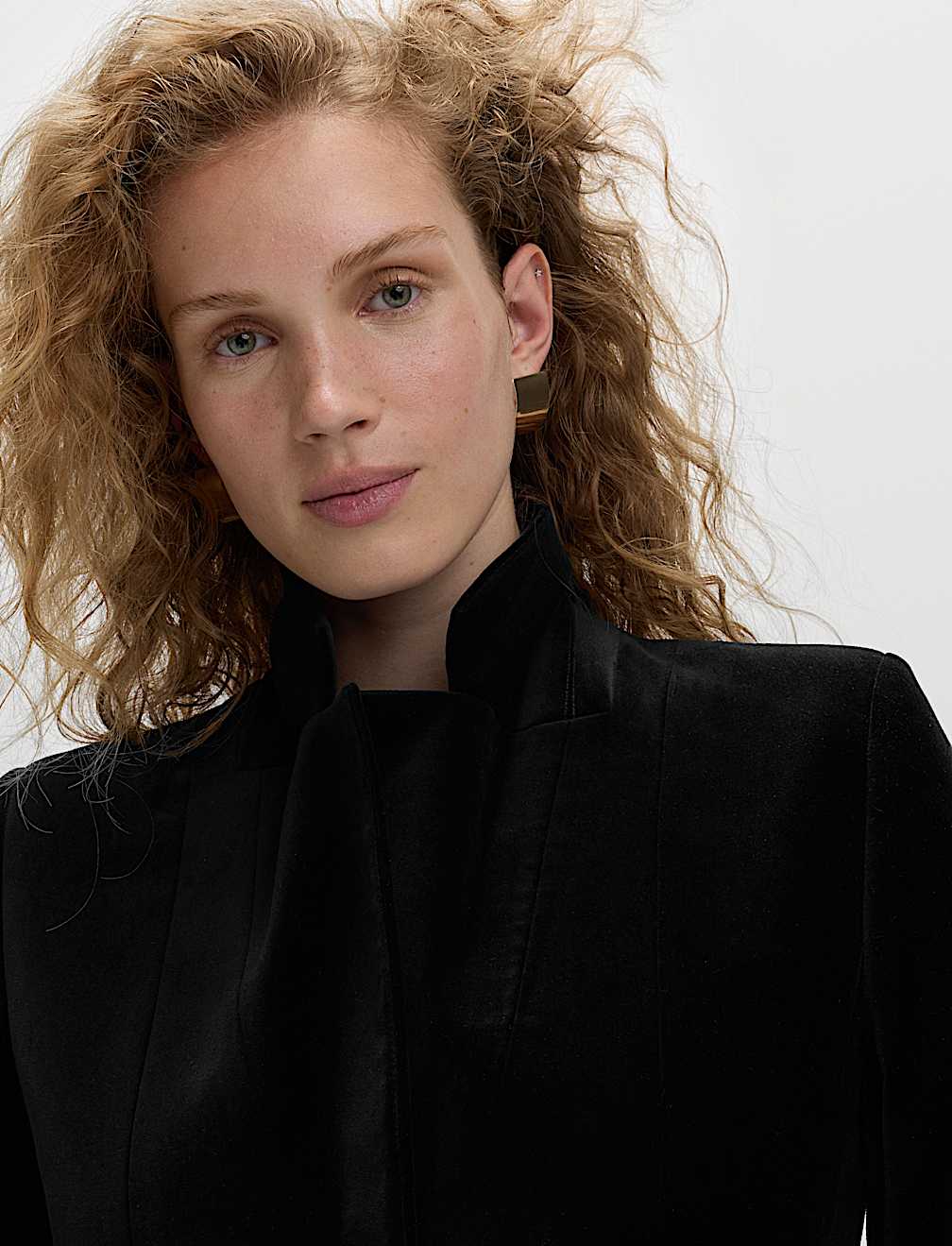 Cotton Rich Velvet Waisted Tailored Blazer