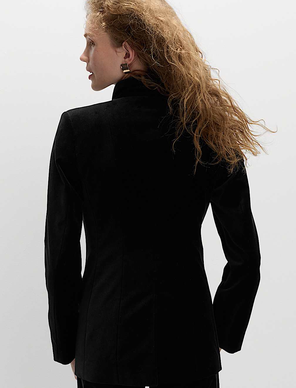 Cotton Rich Velvet Waisted Tailored Blazer