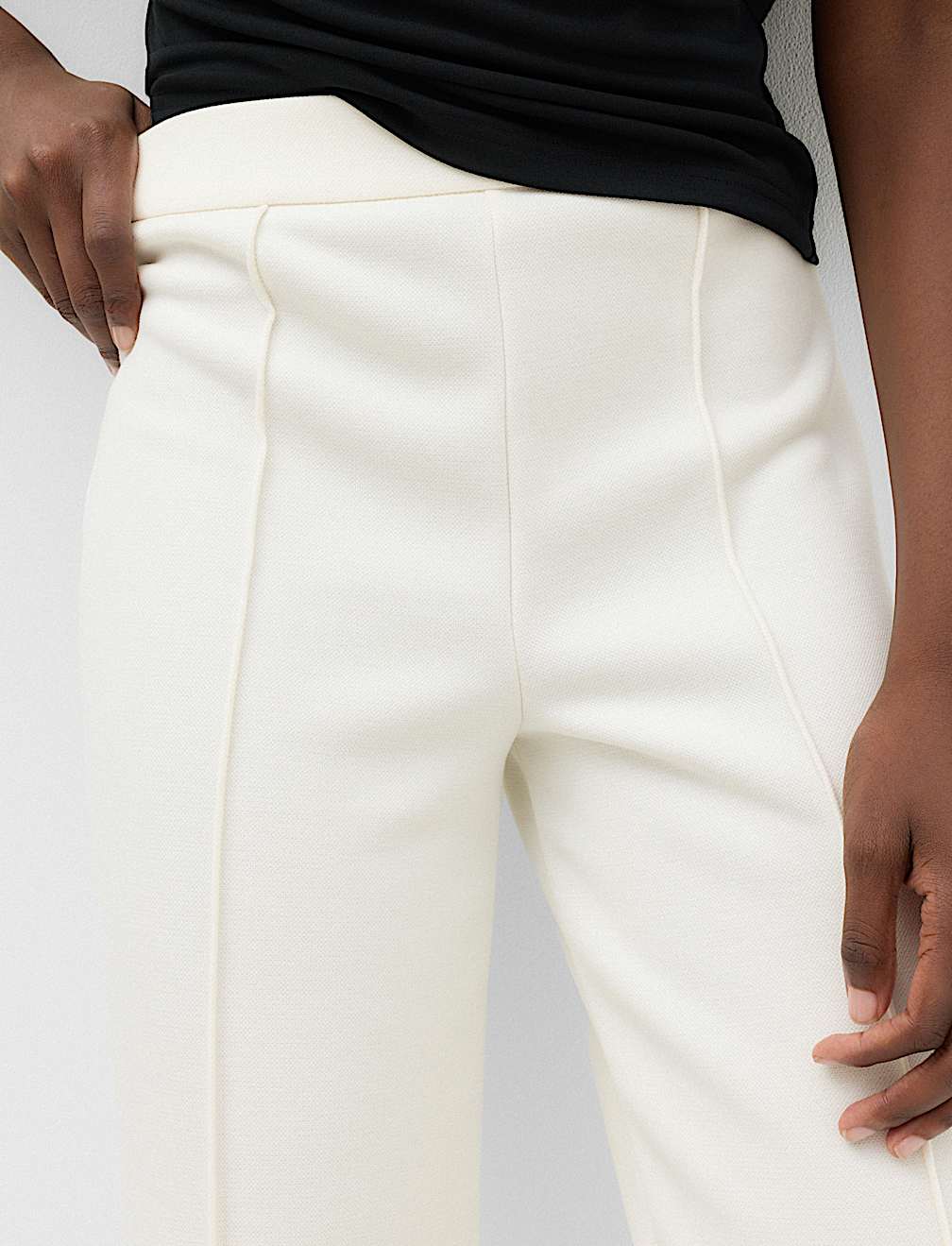 Premium Jersey Seam Detail Wide Leg Trousers