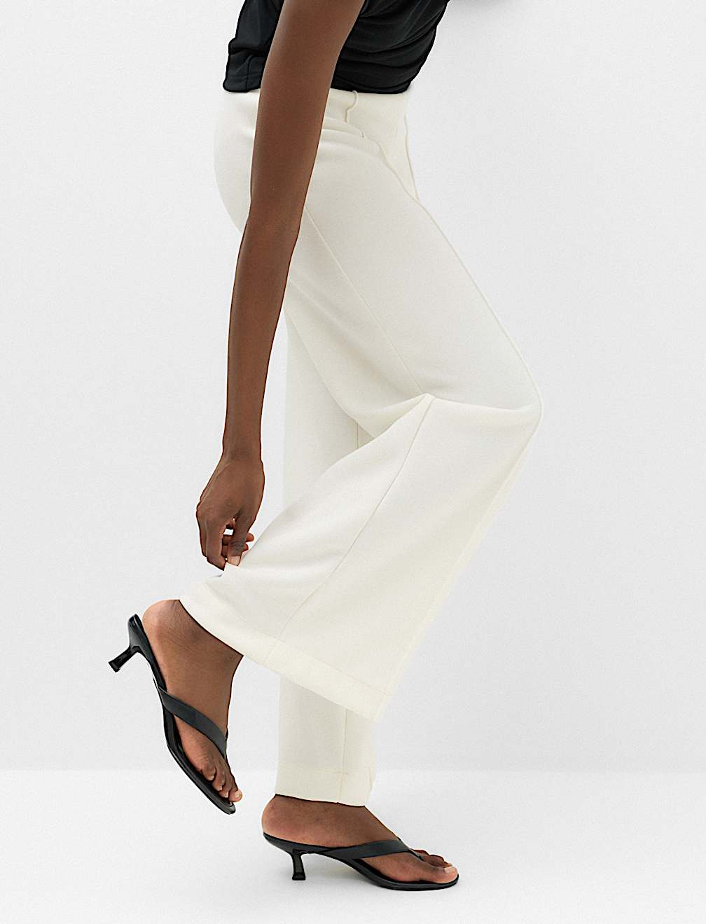 Premium Jersey Seam Detail Wide Leg Trousers