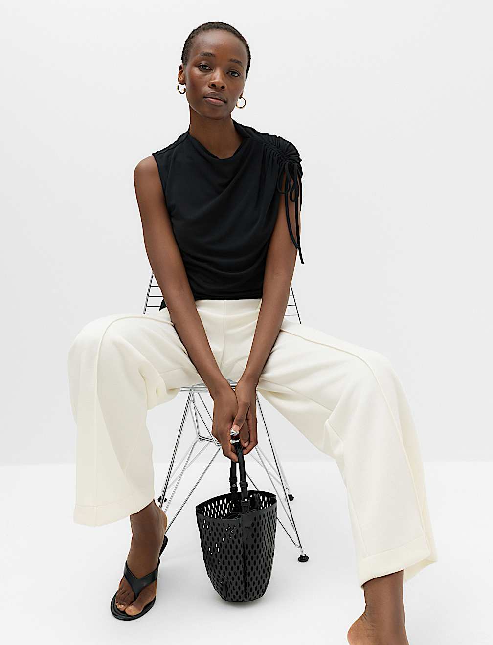 Premium Jersey Seam Detail Wide Leg Trousers