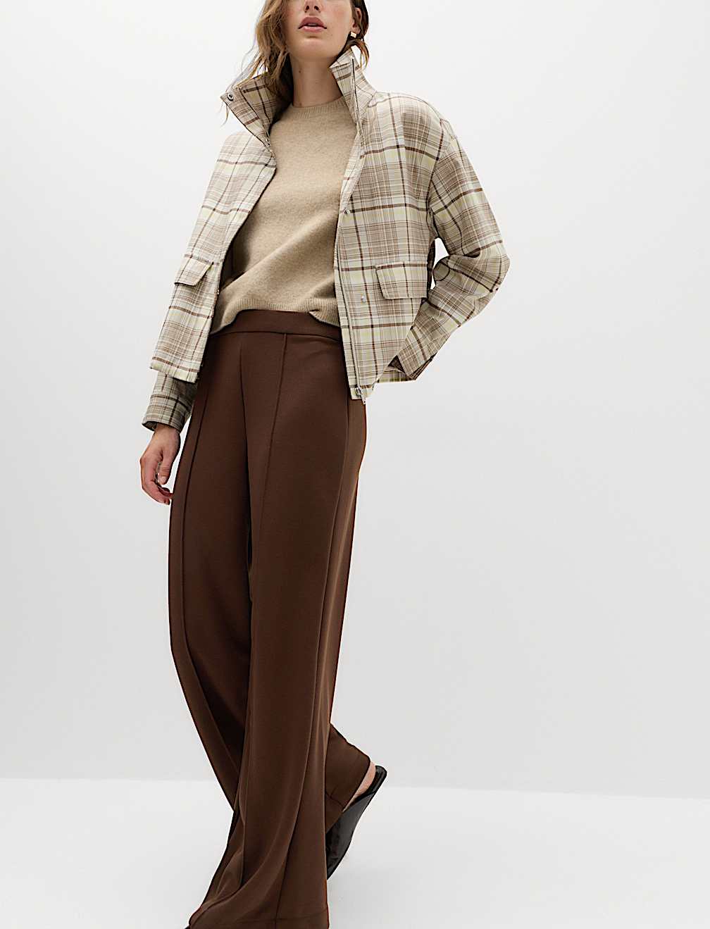 Premium Jersey Seam Detail Wide Leg Trousers