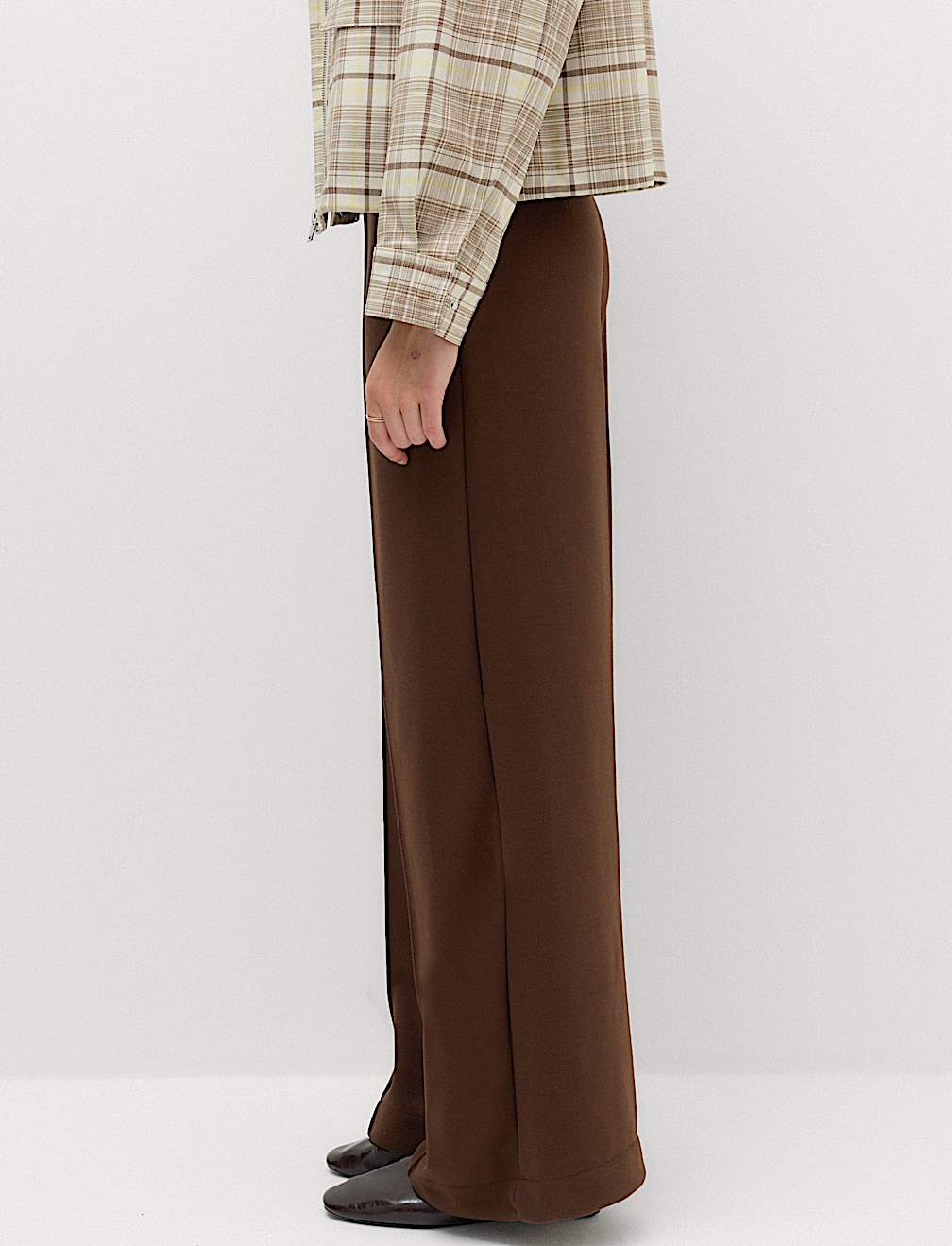 Premium Jersey Seam Detail Wide Leg Trousers