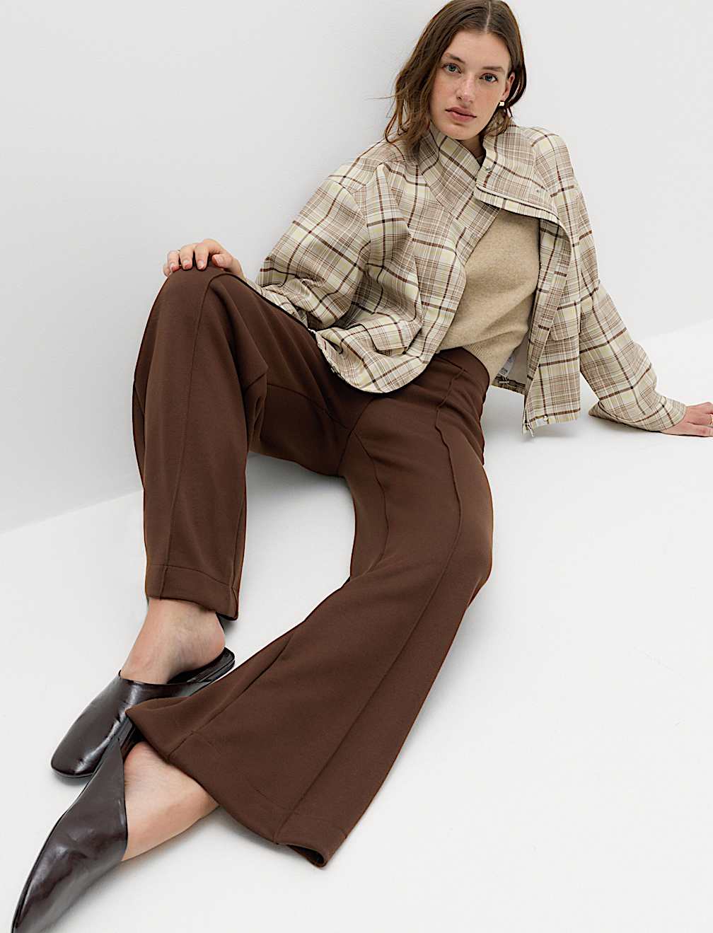Premium Jersey Seam Detail Wide Leg Trousers
