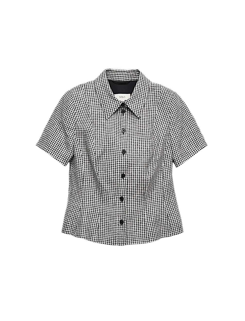 Pure Linen Tailored Checked Collared Jacket