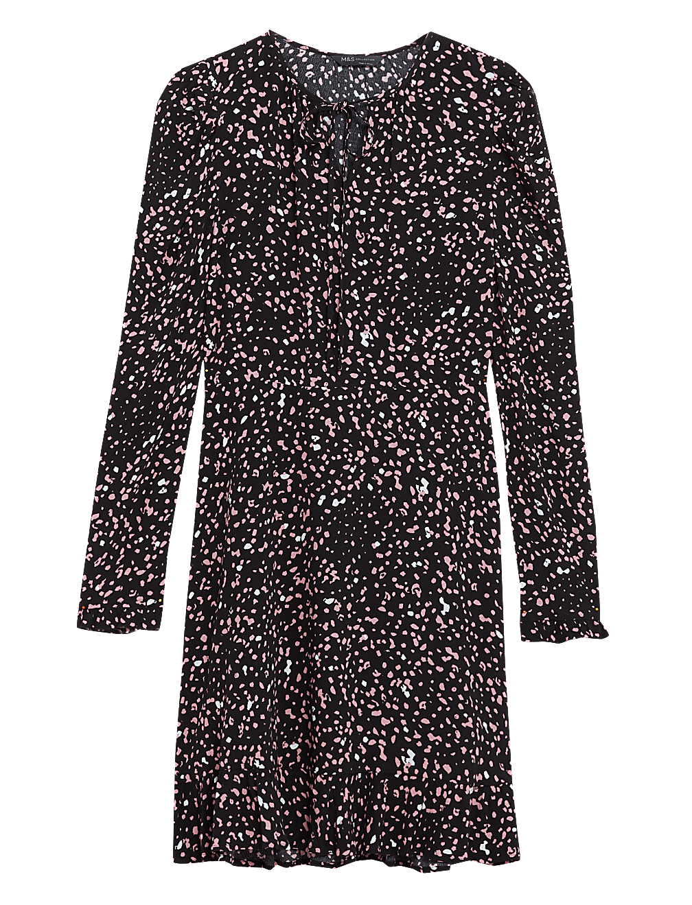 Polka Dot Tie Neck Mini Skater Dress