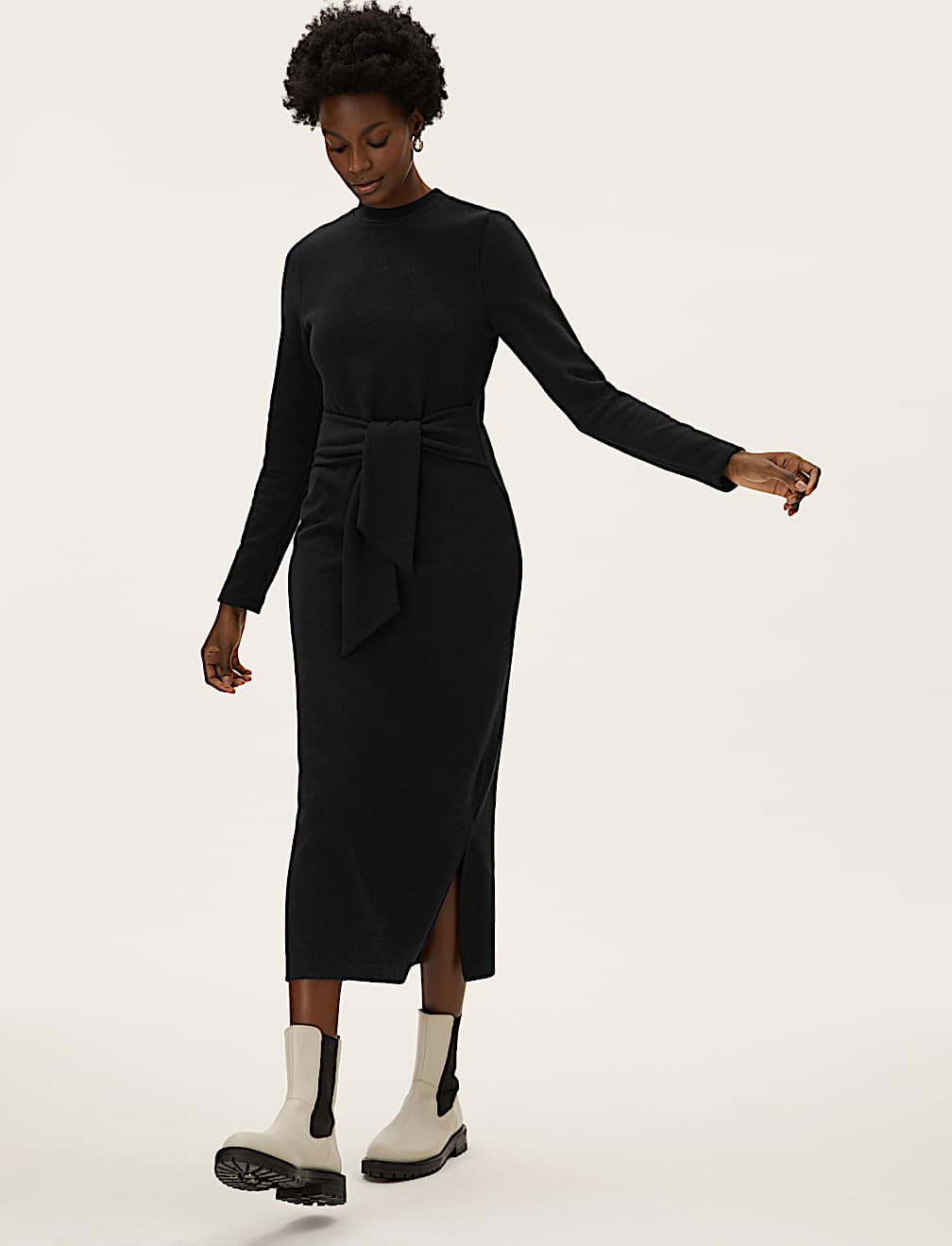 Tie Front Midi Shift Dress