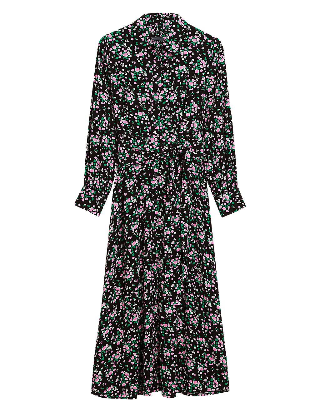 Floral Tie Front Midaxi Shirt Dress