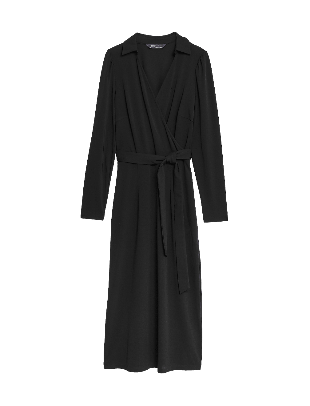 Collared Midi Wrap Dress