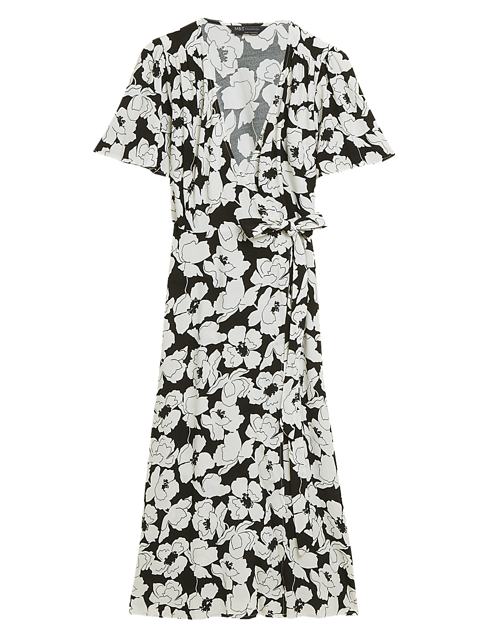 Floral Short Sleeve Midi Wrap Dress