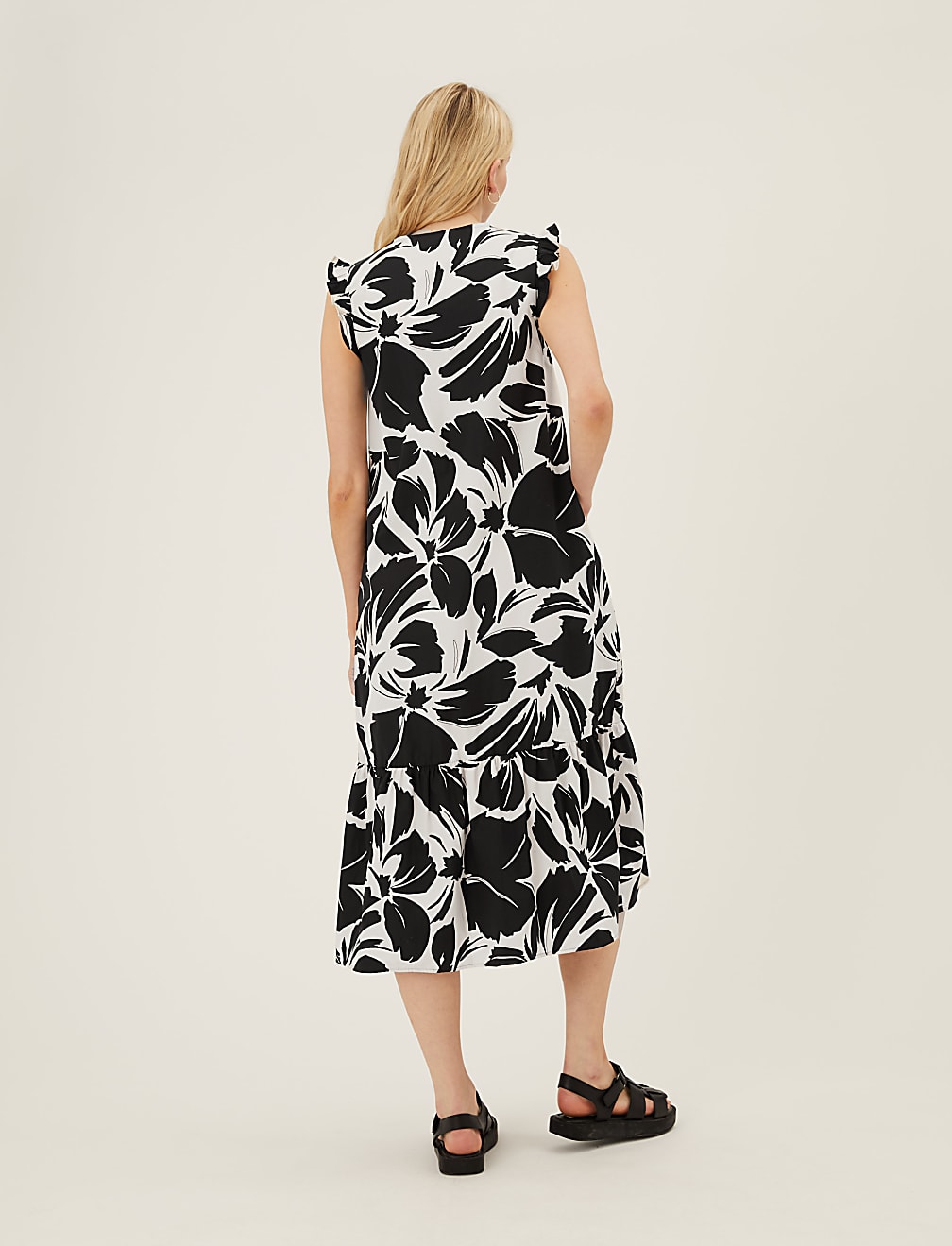 Pure Cotton Floral Midi Smock Dress