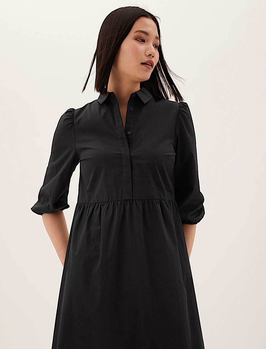 Pure Cotton Midi Shirt Dress