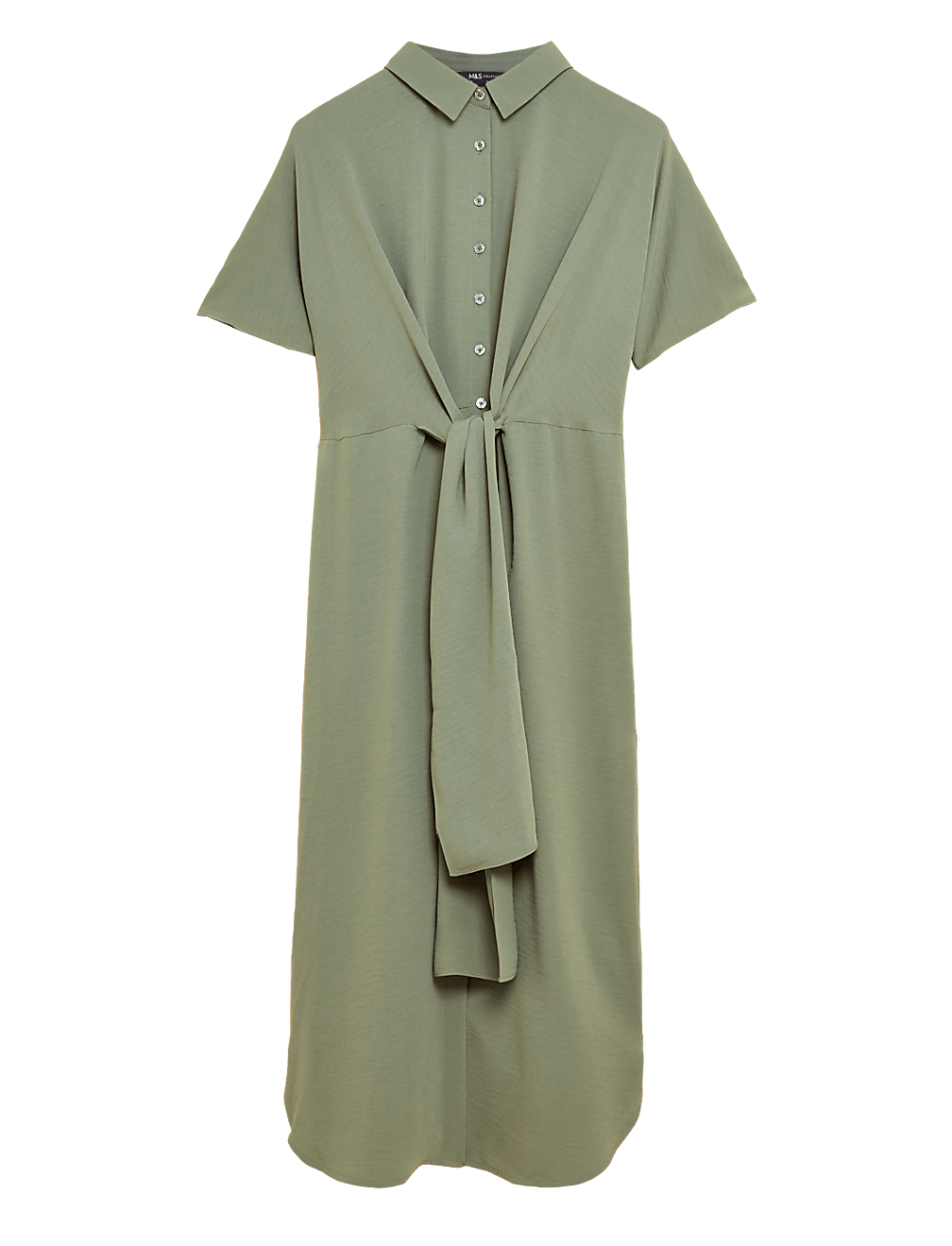 Tie Front Midi Shirt Dress
