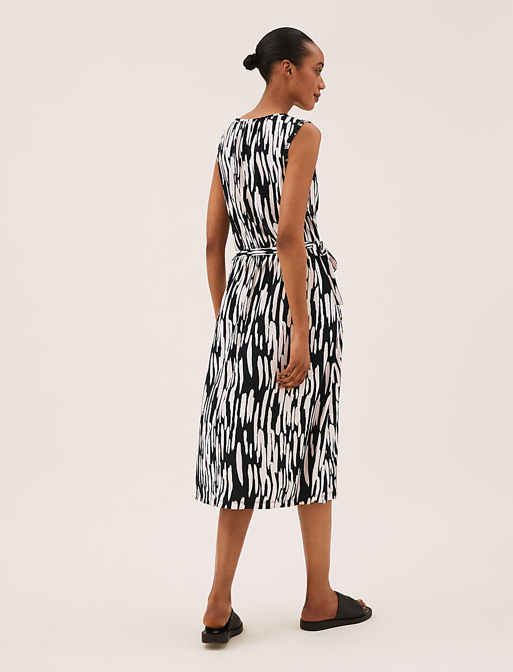 Jersey Animal Print Midi Waisted Dress