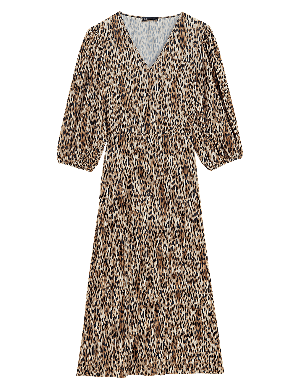 Jersey Plisse Animal Print Midi Dress