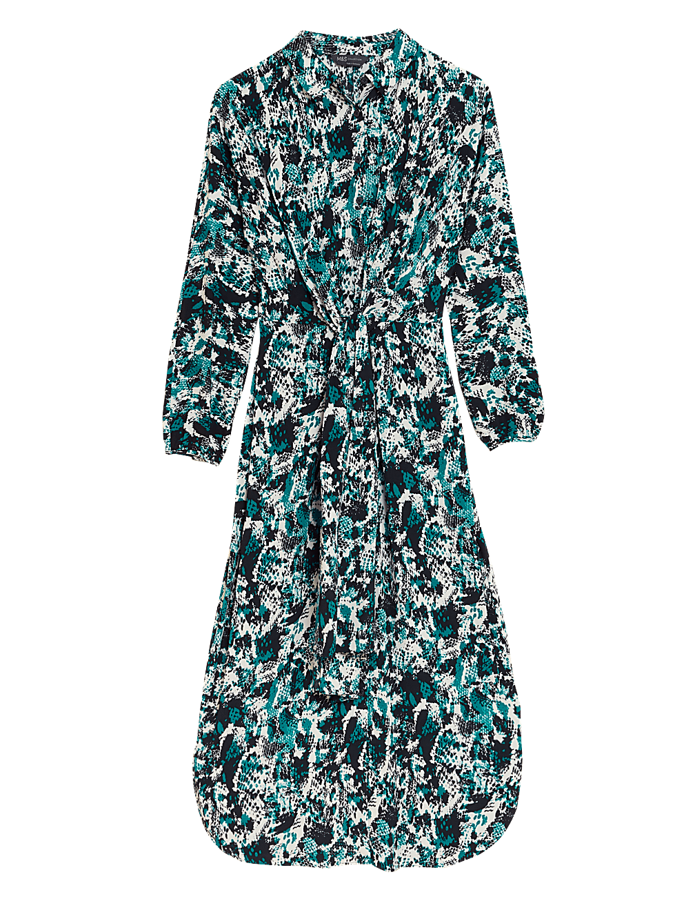 Animal Print Tie Front Midaxi Shirt Dress