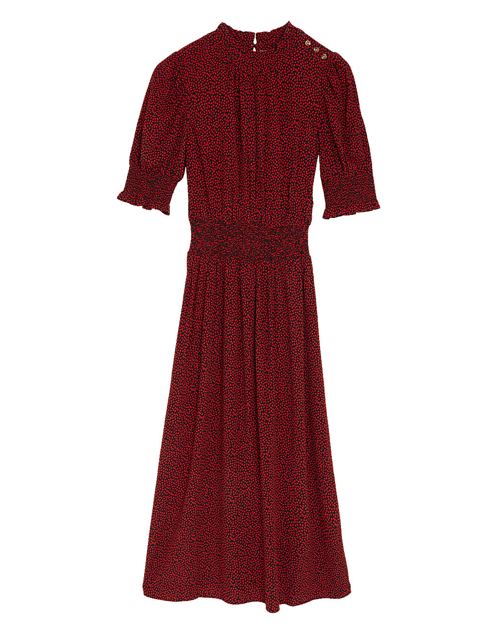 Animal Print Puff Sleeve Midi Waisted Dress