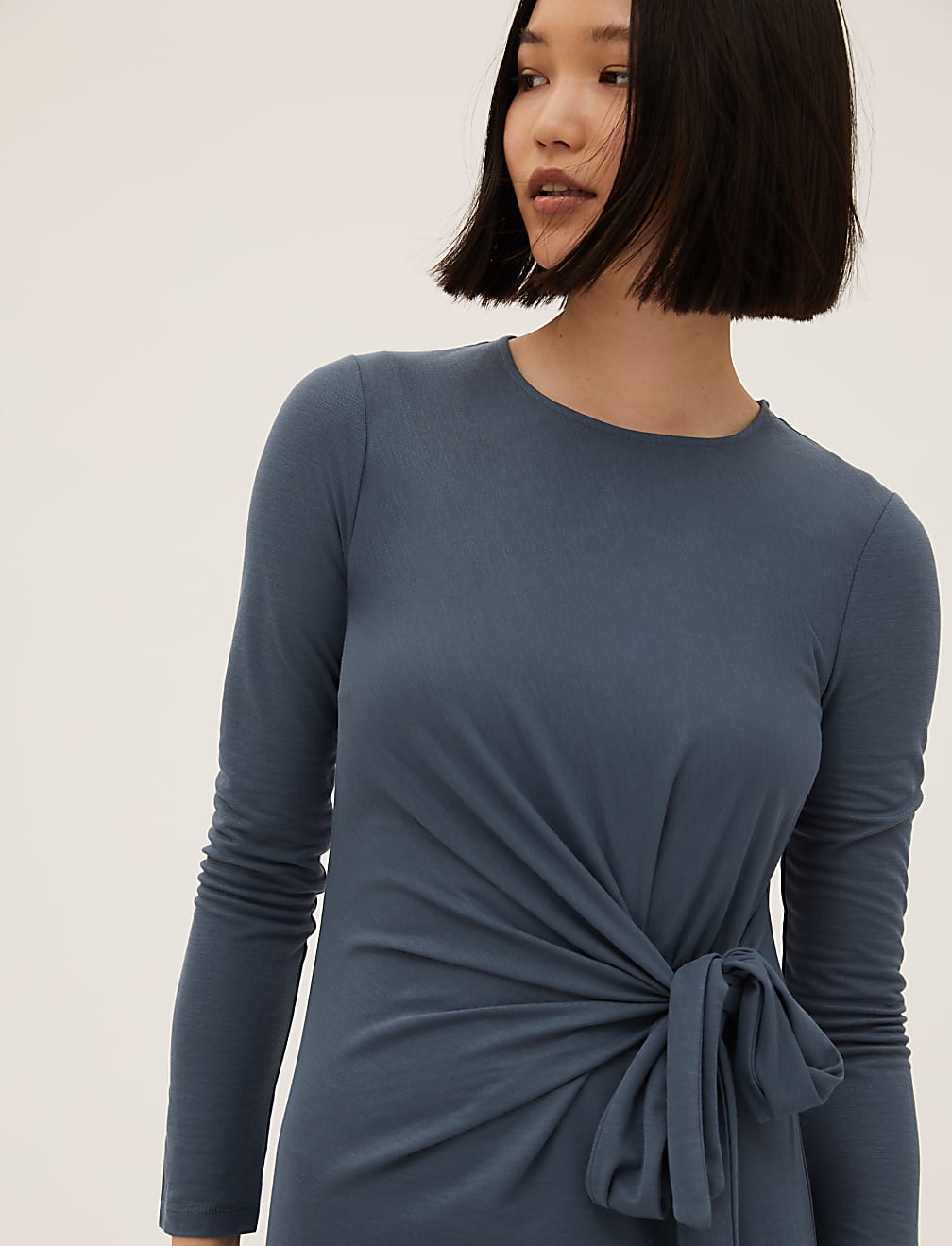 Jersey Round Neck Midi Column Dress